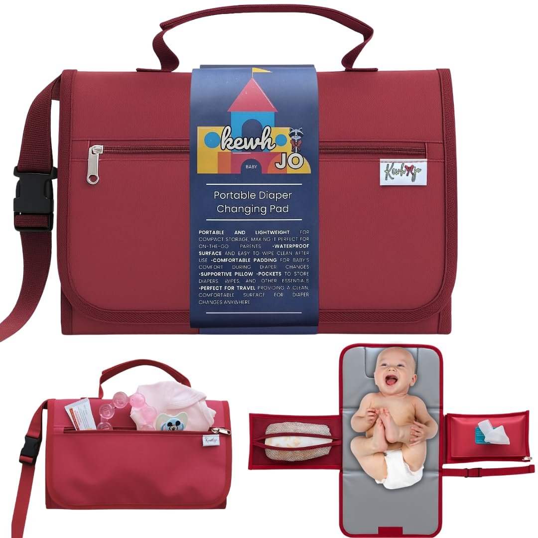 Portable Diaper Changing Pad - Compact Foldable Waterproof Travel Baby Changing Mat, Lightweight On-the-Go Diaper Clutch with Built-in Cushion & Wipe-Clean Surface