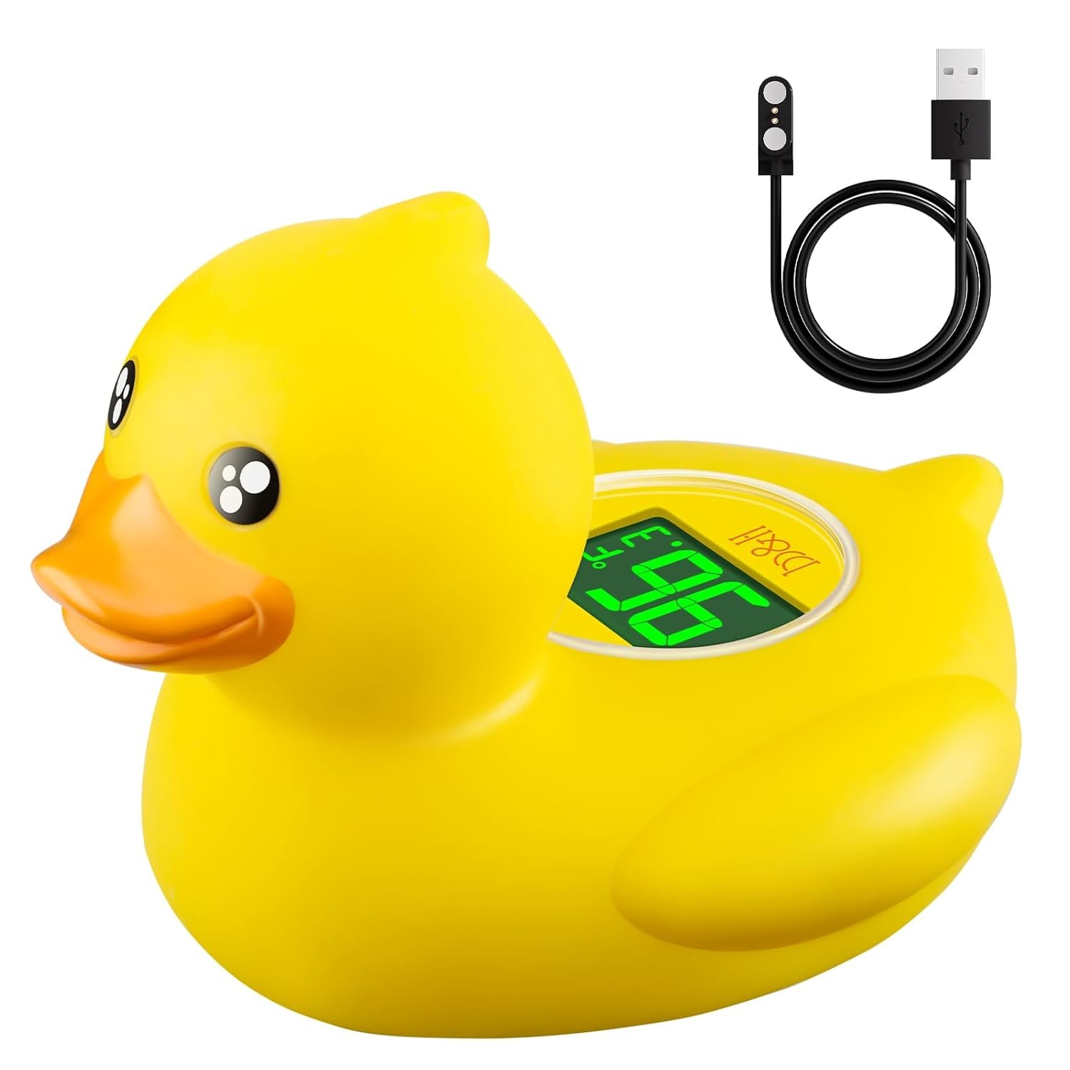 b&h Rechargeable Baby Bath Thermometer - Fast Temperature Reading, Digital Water Temperature Thermometer for Bathtub and Room, Safety Infant Floating Bath Toy, Baby Duck