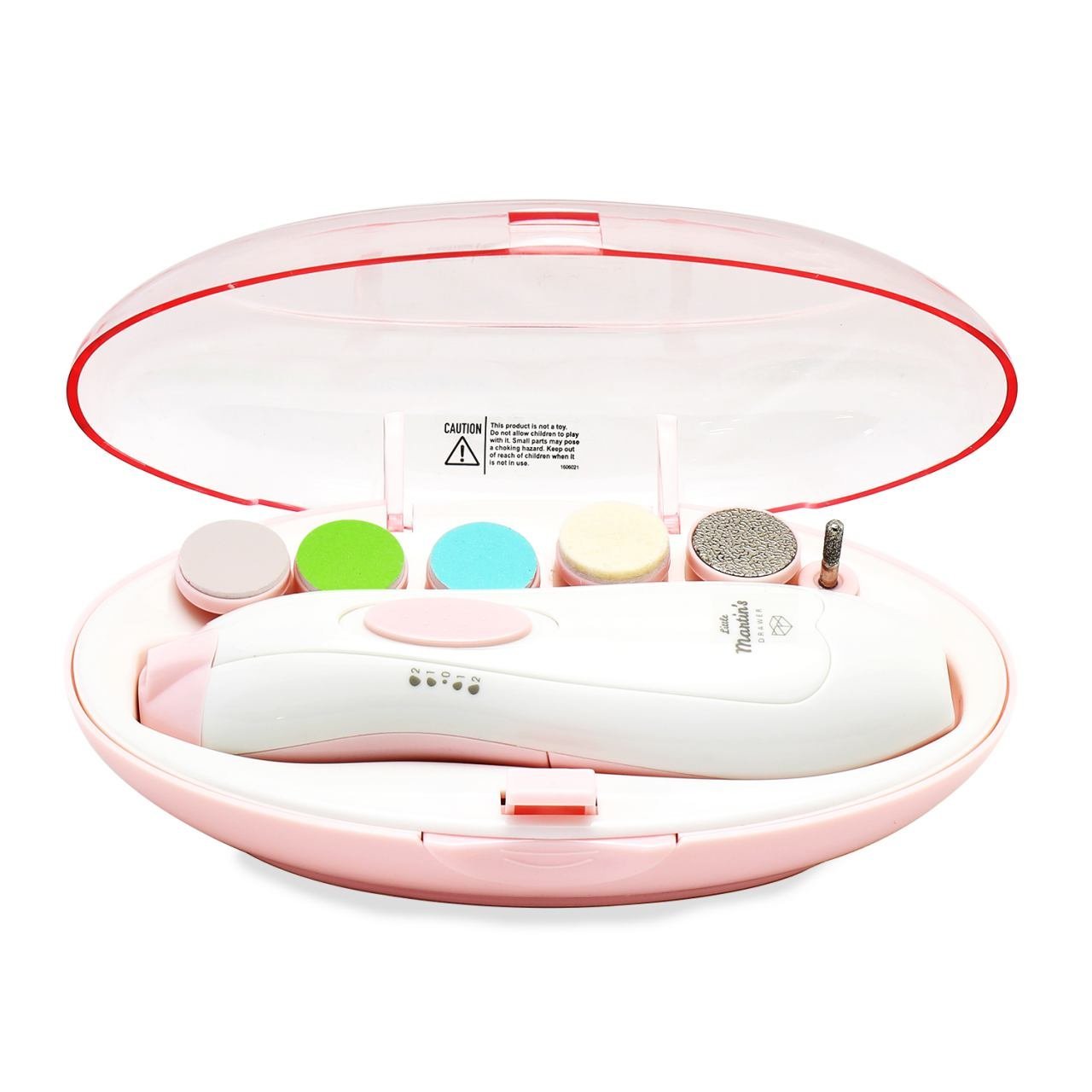 Little Martin’s Drawer Baby Nail Trimmer File with Light - Safe Electric Nail Clippers Kit for Newborn Infant Toddler Kids Toes and Fingernails - Care, Polish and Trim - Battery Operated (AA), Pink