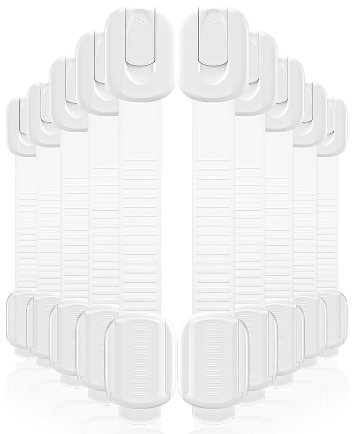 10 Pack Cabinet Locks Baby Proofing, Child Proof Cabinet Locks with 3M Adhesive - Easy Installation with Adjustable Straps, Multi-Purpose Child Safety Latches for Drawers Fridge Trash Cans Toilets