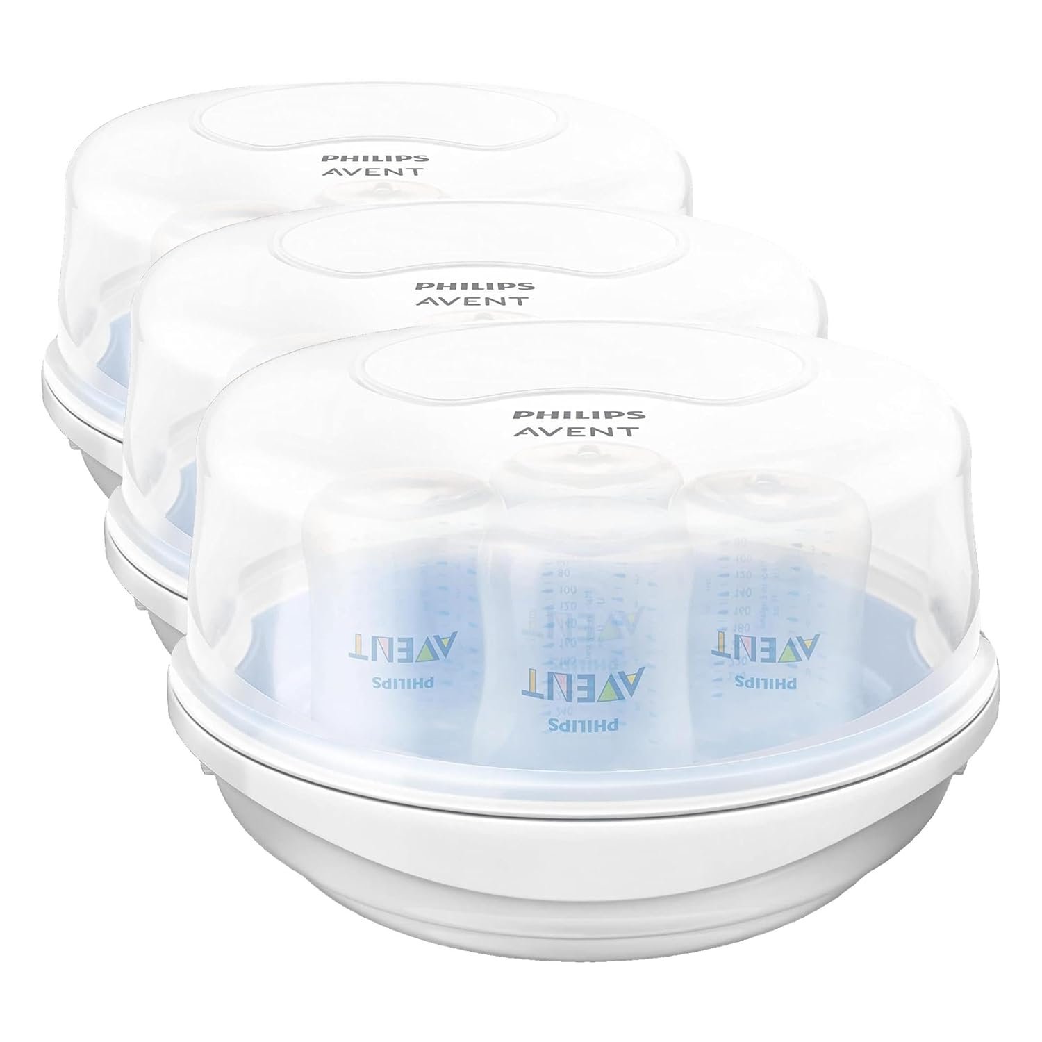 Philips AVENT Microwave Steam Sterilizer for Baby Bottles, Pacifiers, Cups and More, SCF281/05 (Pack of 3)