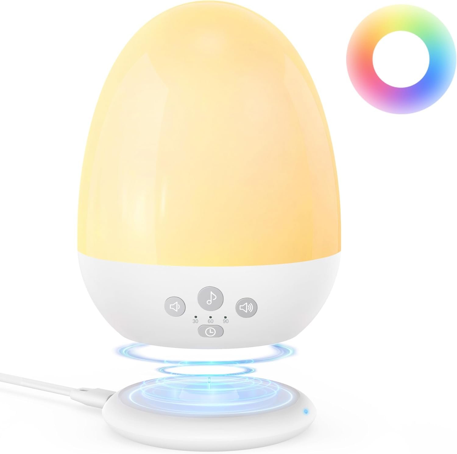 Night Light for Kids, Baby Night Light with Sound Machine, RGB Egg Night Light for Nursery, Stepless Dimming, Touch Control, Night Lamp for Kids Bedroom, Safe & Harmless, Eye-Caring