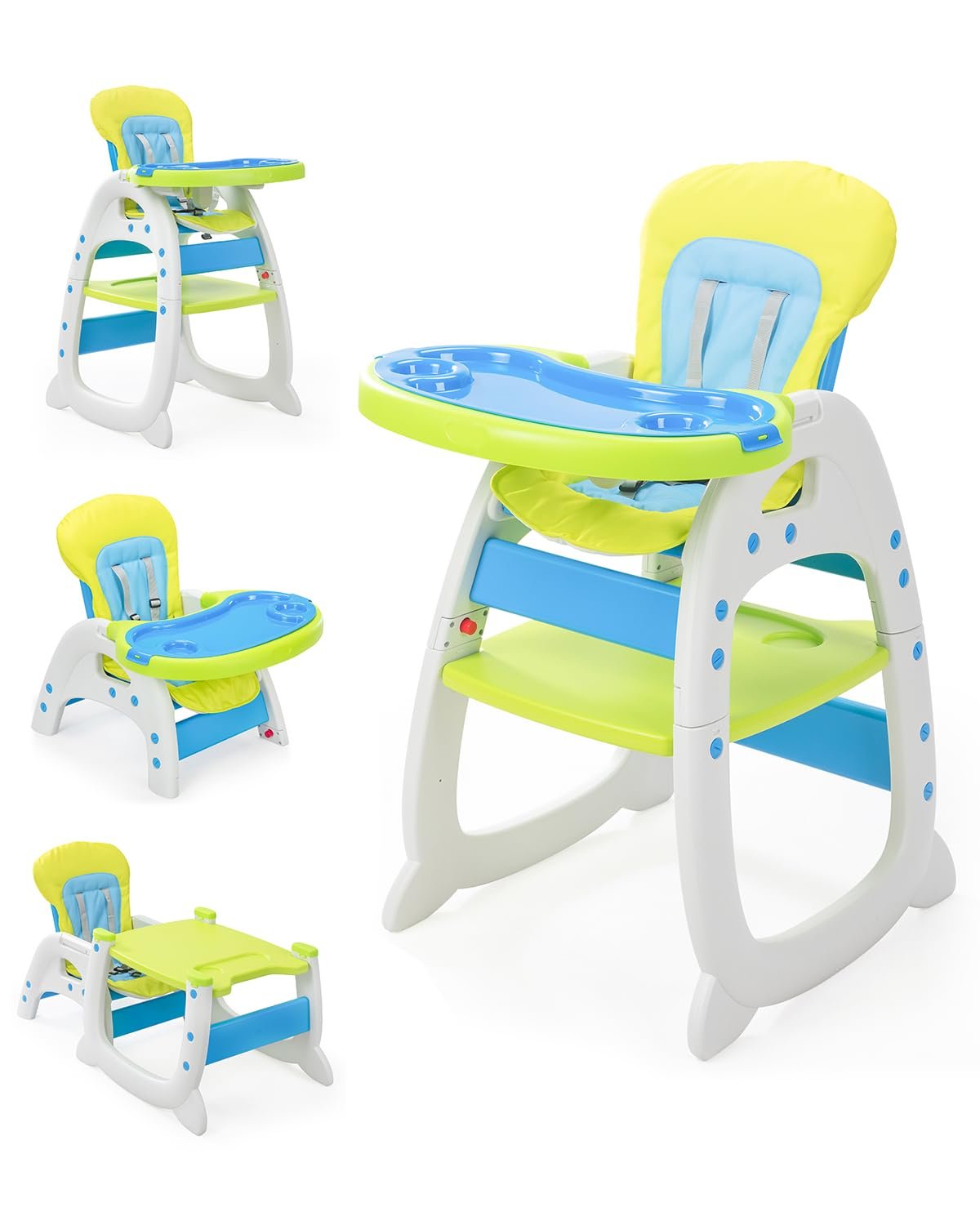 Baby High Chair,3 in 1 High Chairs for Babies and Toddlers, Convertible Toddler Highchair, Adjustable Infant Feeding Chair for Boy & Girl, Easy Clean Baby Eating Chair for 6 Months and Up