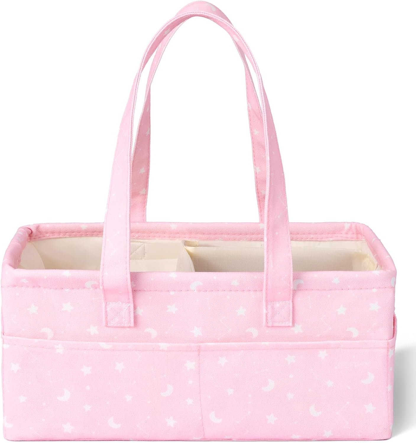 Mr. Pen- Baby Diaper Caddy Organizer, Pink with Star Pattern, Portable Car Caddy for Changing Table and Nursery