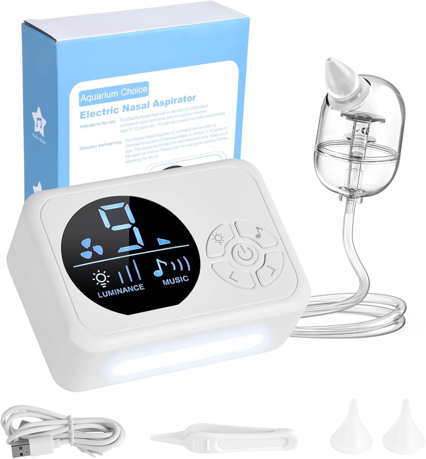 Electric Nasal Aspirator for Suction of Nasal passages with 9-Level Adjustable Powerful Suction,10 Music Available and 3 Level Night Light