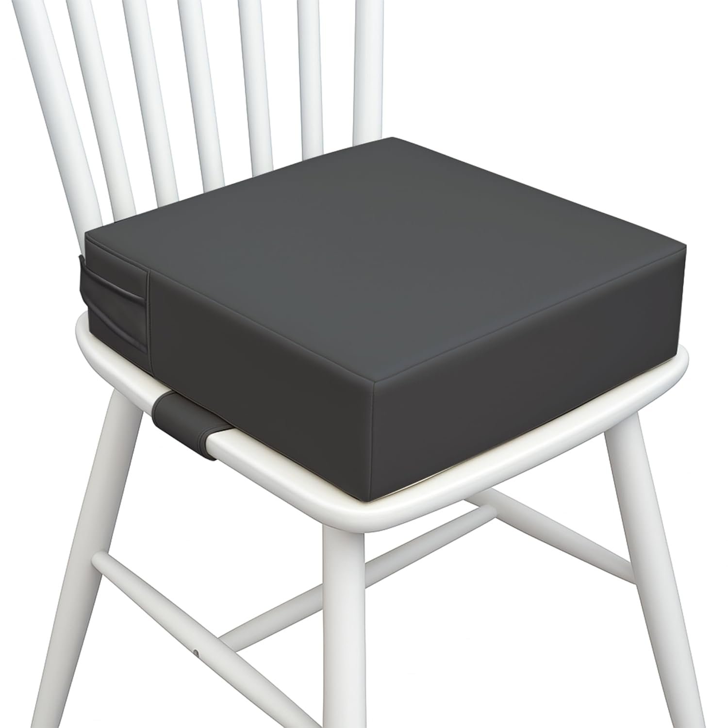 Toddler Booster Seat for Dining Table – PU Washable Cushion with Double Safe Straps, Non-Slip Bottom, Portable Travel Booster Seat for Toddlers (Rock Grey