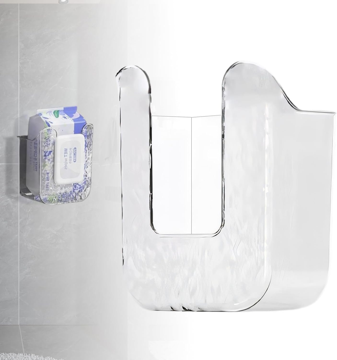 Kitchen Wipes Storage, Flushable Wipes Holder for Bathroom, Wall-Mounted Tissue Box, Non-Slip Flushable Wipes Holder, Wipe Container, Wipes Dispenser for Kitchen Bedroom Bathroom, White