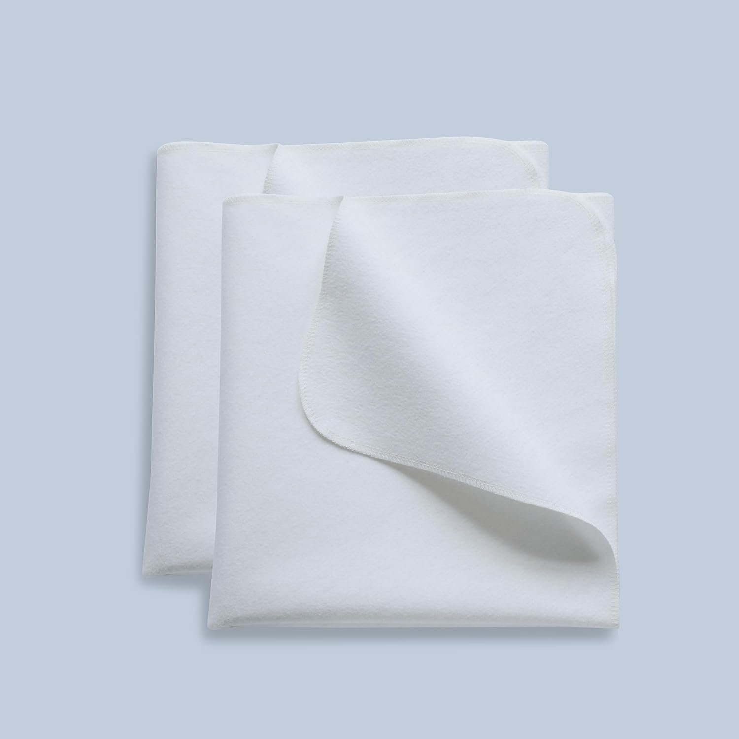 2 Pack Waterproof Crib Pad, 34" x 54", Reusable Incontinence Flannel Crib Protector for Baby, Toddler, Elders and Pets - White