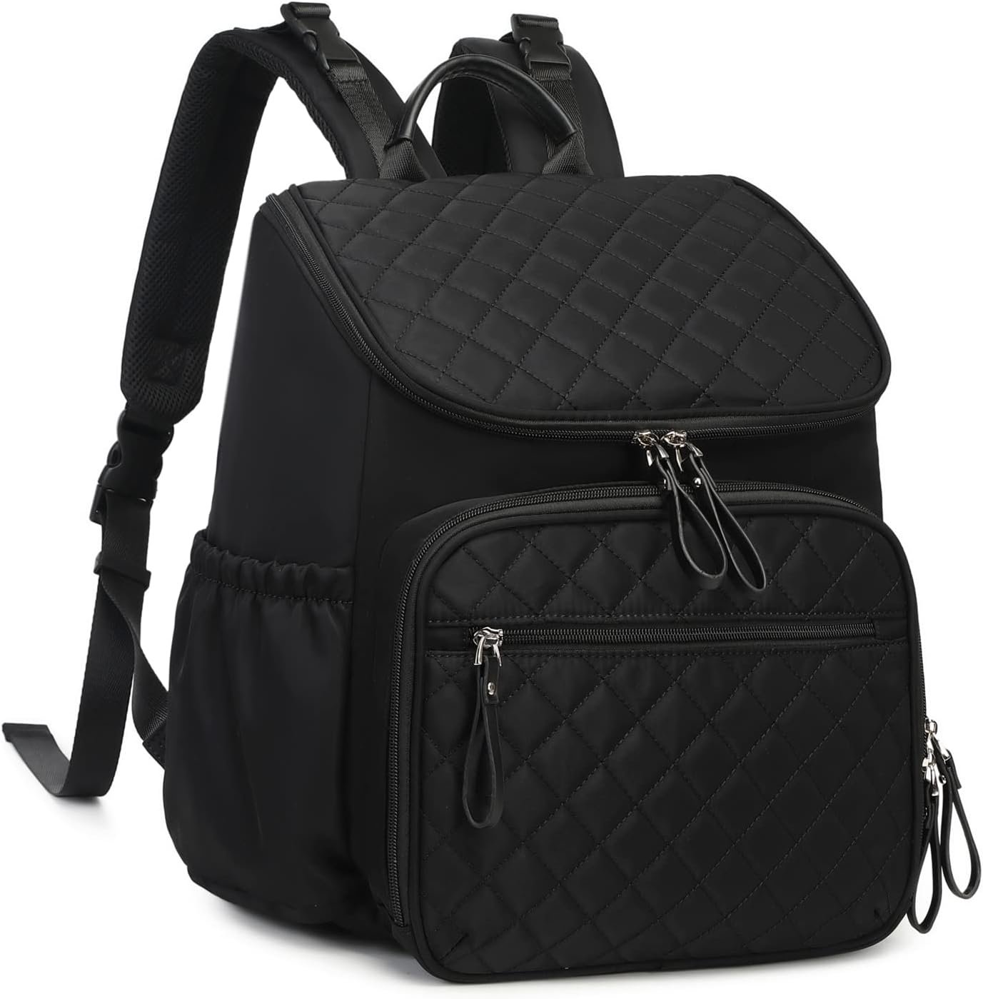 LORADI Lightweight Diaper Bag Backpack with Stroller Clips, Insulated Pockets, Baby Shower Essentials, Compact, Black