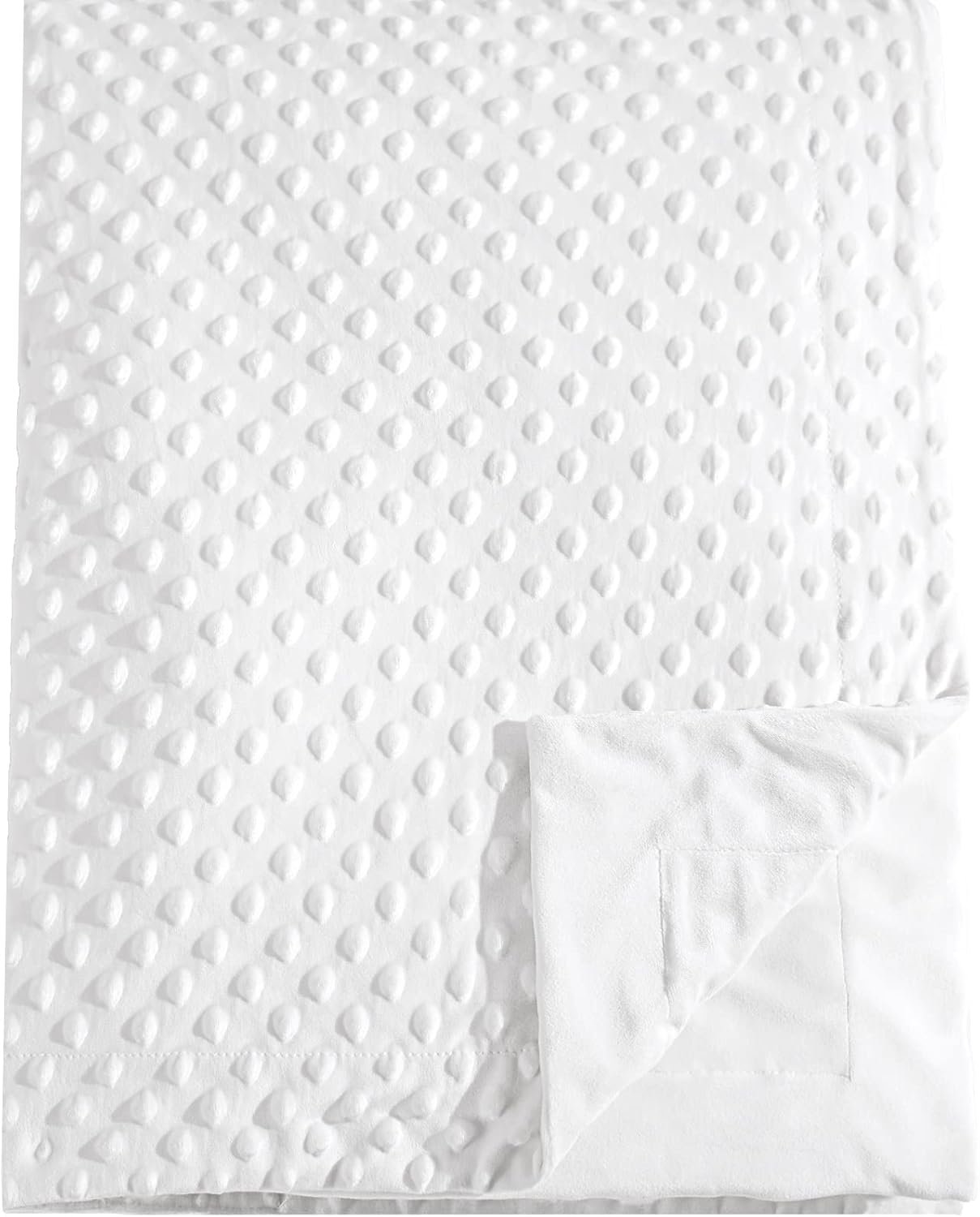 david's kids Micro Fleece Minky Baby Blanket for Boys Girls Neutral with Double Layer and Soothing Raised Dots, Breathable and Soft Lightweight Receiving Blanket for Newborns 30x40 Inches, White