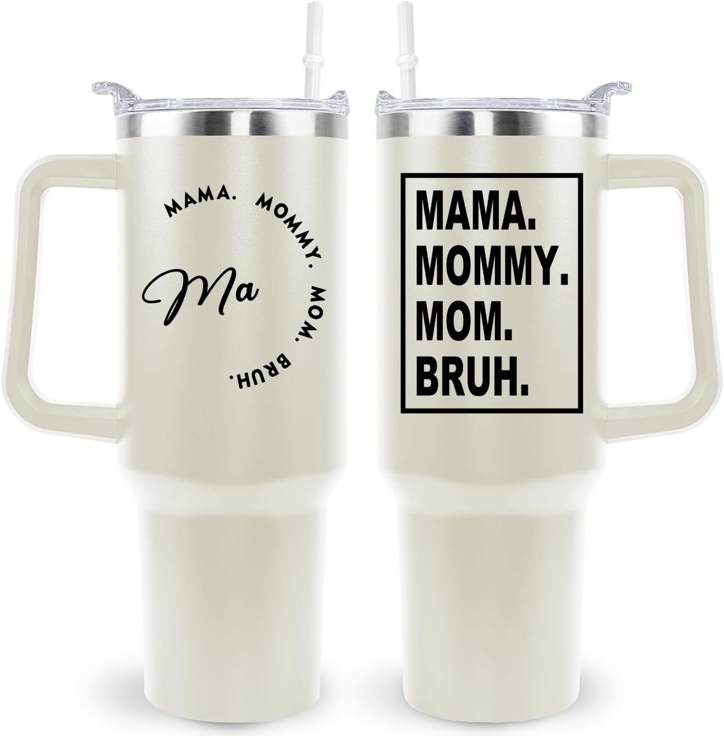 Gifts for Mom Mama Mommy Mom Bruh 40 oz Tumbler with Handle Coffee Mug Drinking Cup Mothers Day Birthday Christmas Gifts from Daughter Son