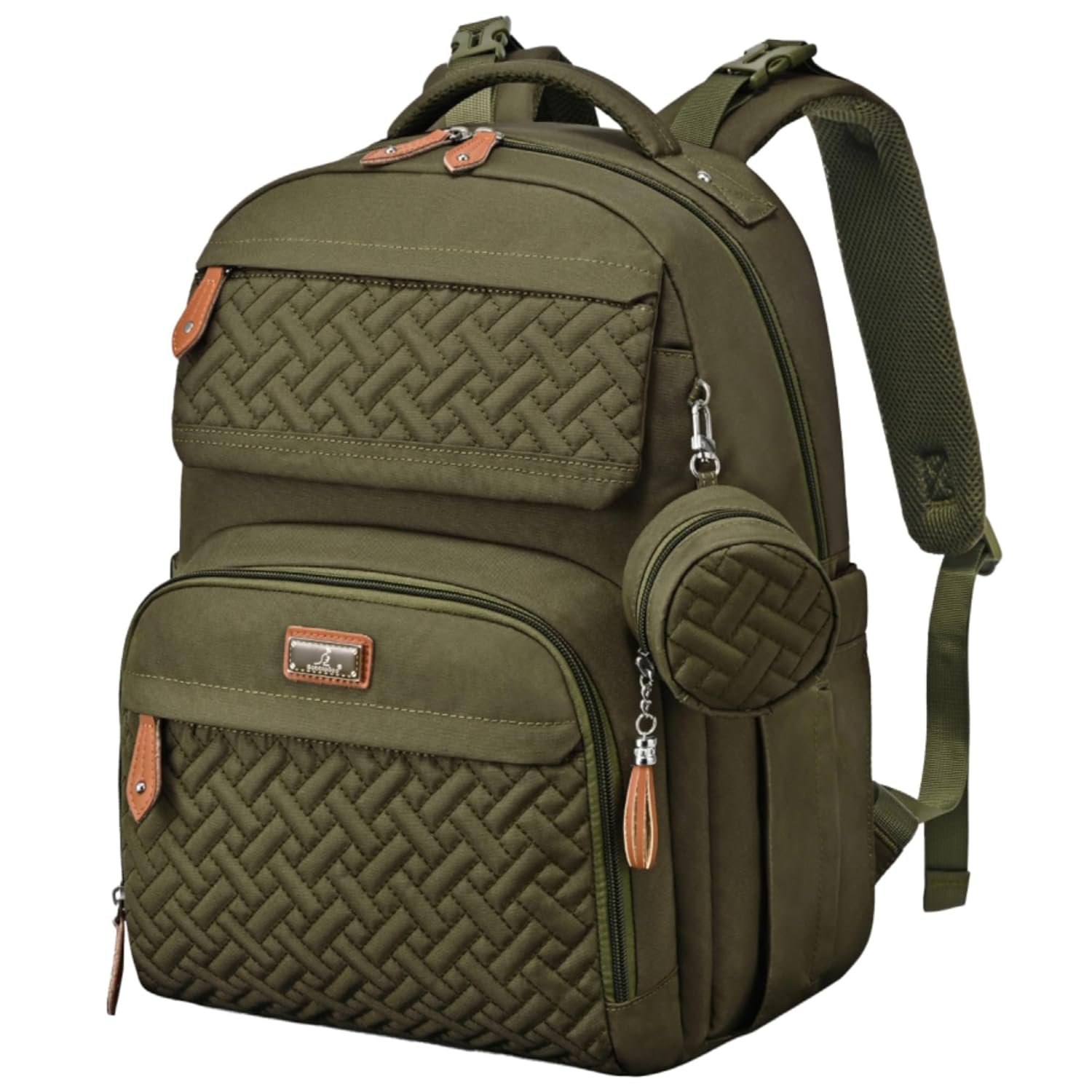 BabbleRoo Diaper Bag Backpack - Travel Large Baby Diaper Bag with Changing pad, Waterproof Baby Bags for Mom & Dad, Unisex Bags with Pacifier Case, Luggage Strap & Stroller Clips– Army Green | with Changing Pad, Pacifier Case, Stroller Straps, Multifunction, Waterproof