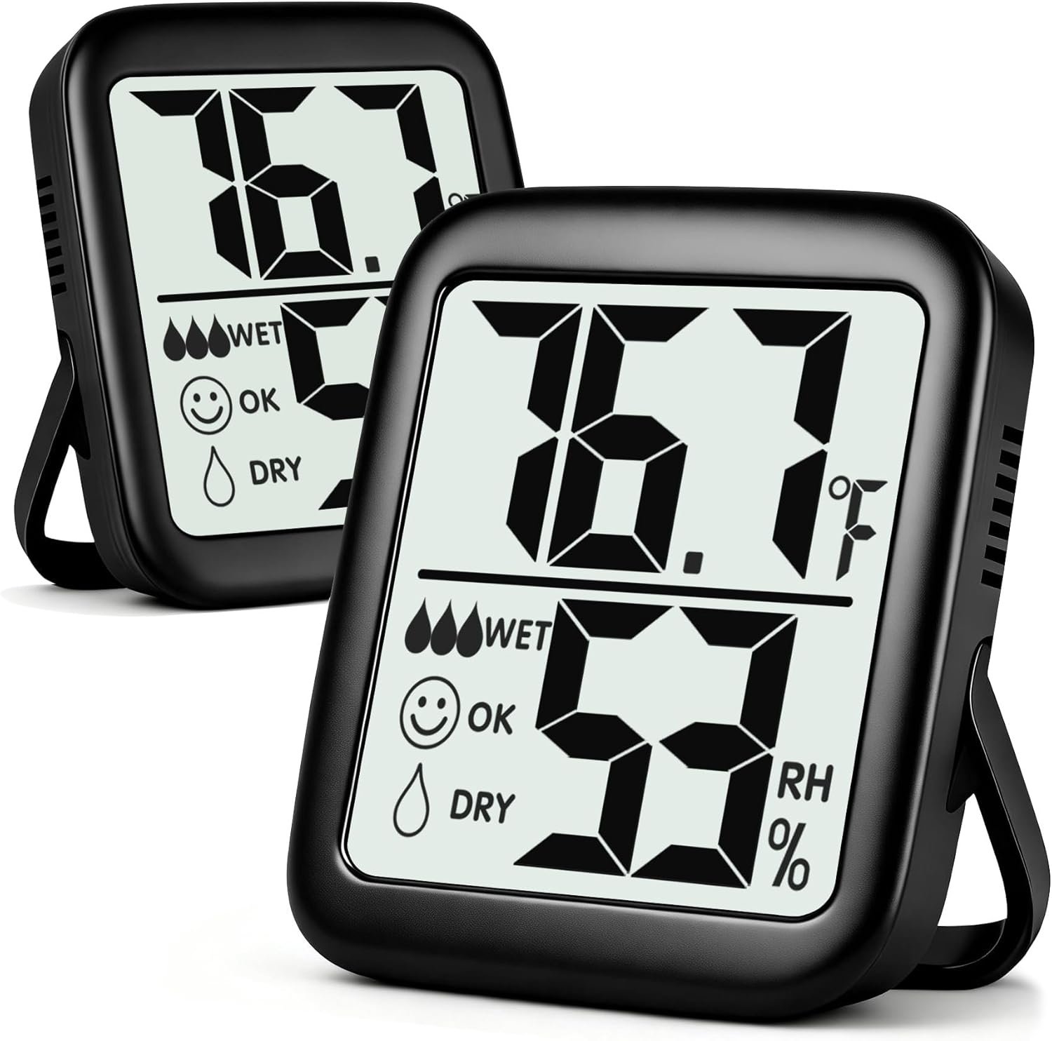 Antonki 2 Pack Room Thermometer for Home, Hygrometer Indoor Humidity Meter Gauge, Digital Temperature and Humidity Monitor Sensor for House, Terrarium, Incubator, Greenhouse - Battery Included