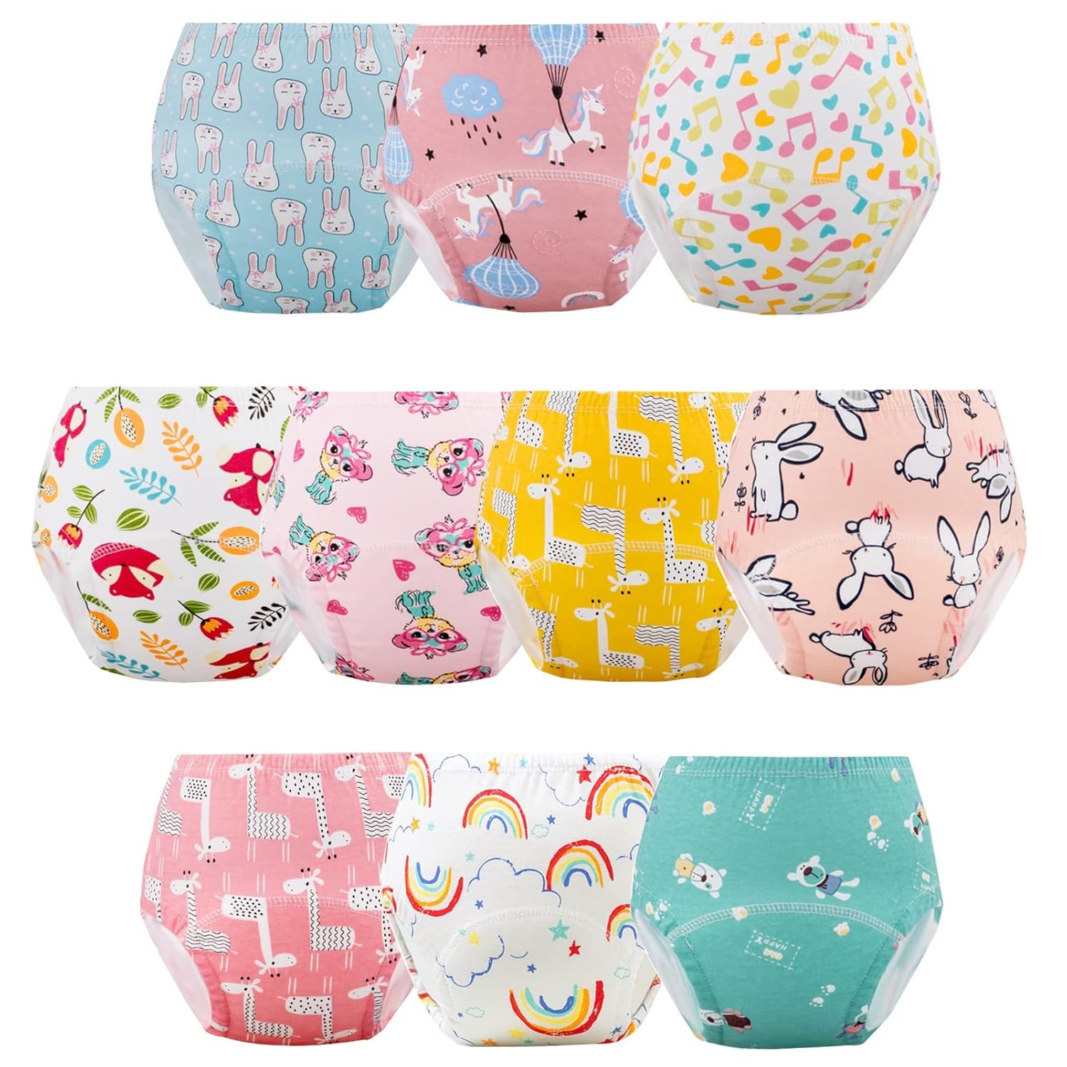 Potty Training Pants for Boys Girls, Learning Designs Training Underwear Pants (10 Packs, 2-4T)