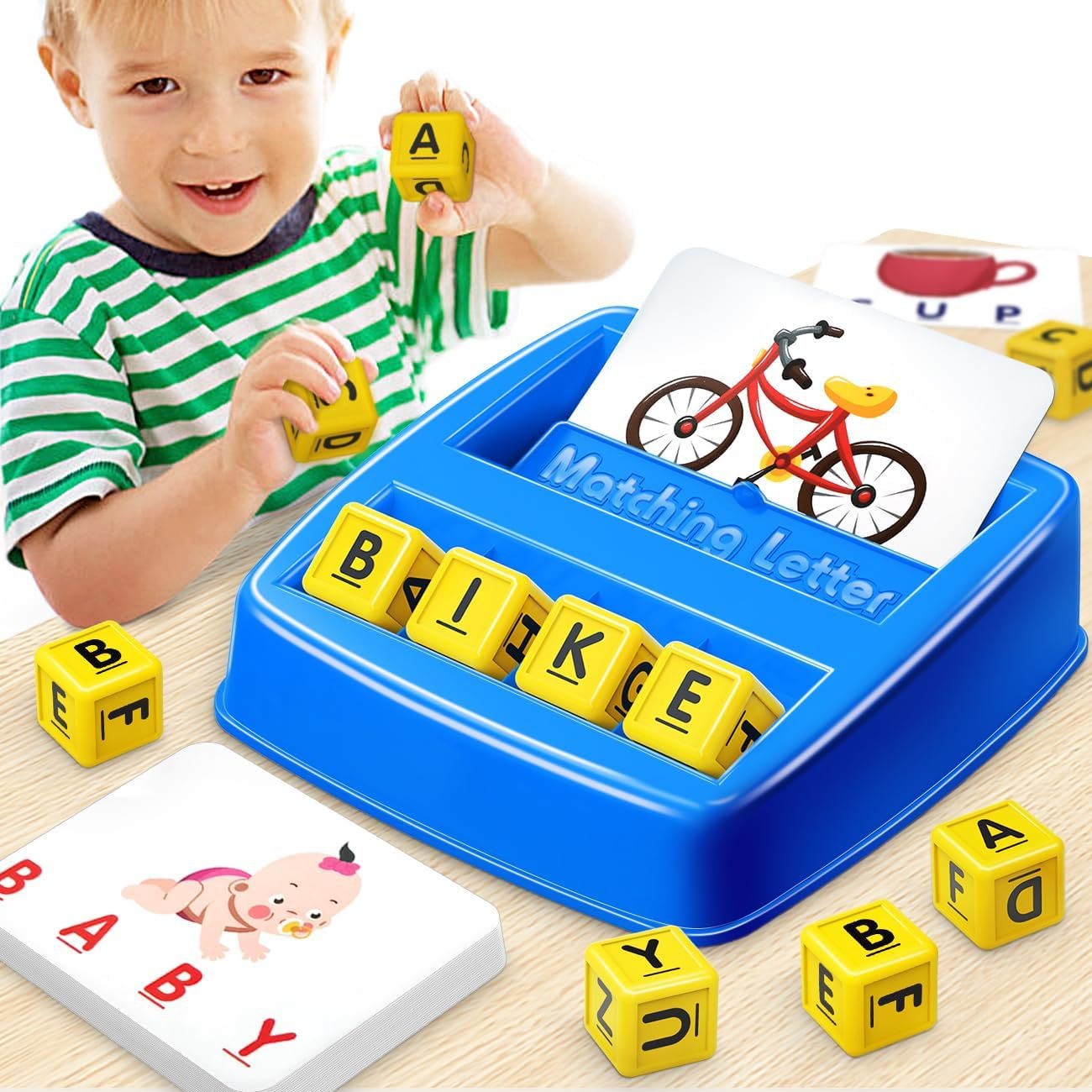 NARRIO Matching Letter Game, Educational Toys for 3 4 5 Year Old Boy, Spelling Word Games for Kids Ages 4-6 8, Board Games Puzzles for Toddlers Preschool Learning Activity