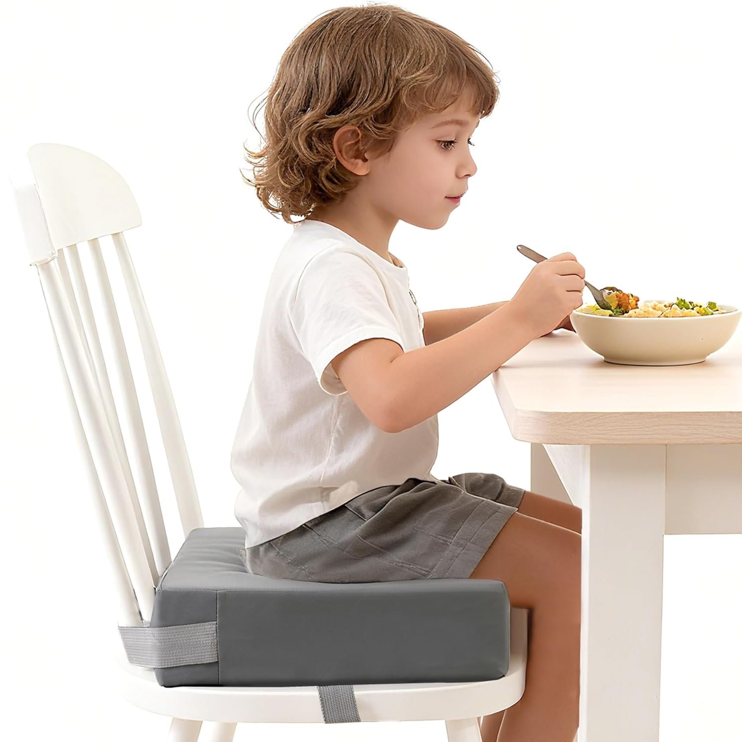 Toddler Booster Seat for Dining Table - Portable PU Waterproof Kitchen Chair Booster Cushion, Non-Slip Safe Toddler Seat for Table Eating (Fits Most Chairs)