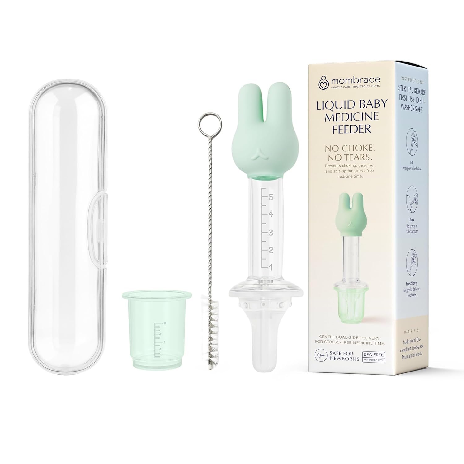 Baby Medicine Syringe & Feeder Kit, 5 mL Oral Medicine Dispenser | Dual-Sided Cheek Delivery | BPA-Free Silicone, SGS Tested | for Infants & Toddlers, with Measuring Cup & Cleaning Brush