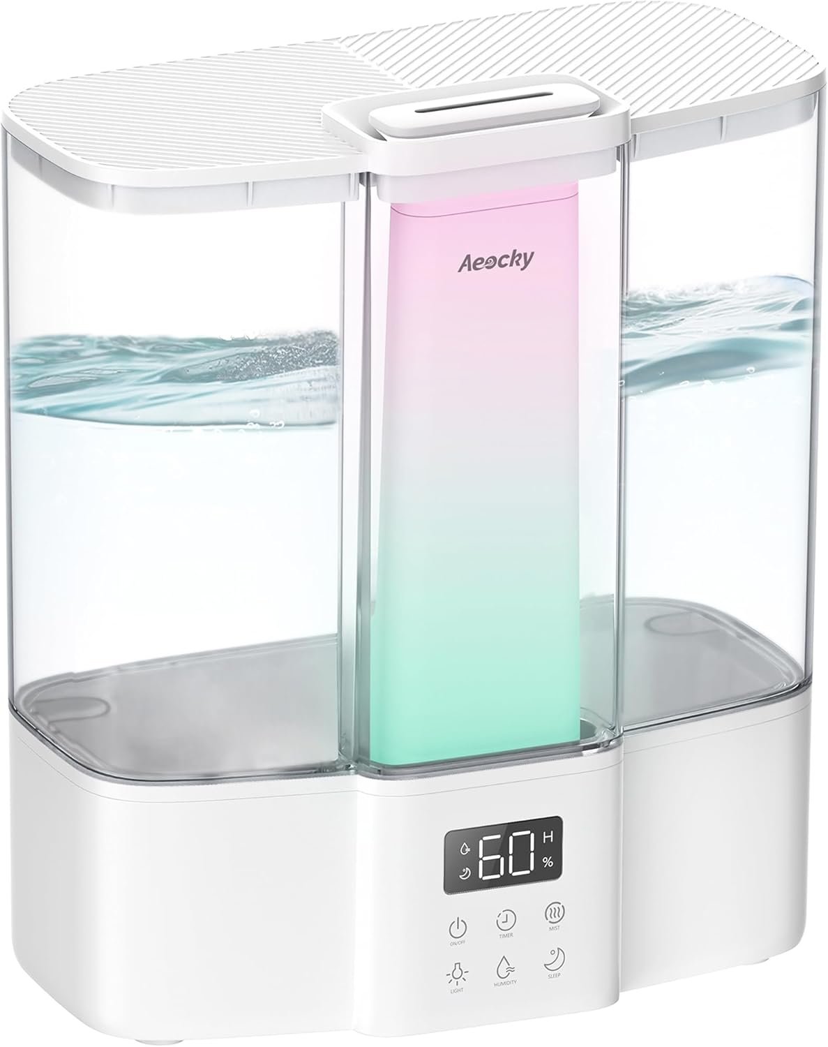 AEOCKY Geek-Level Humidifier for Baby, Quiet Ultrasonic Humidifiers for Bedroom, Nursery with Ambient Light, 4L Top-Fill Cool Mist Diffuser with Timer, Sleep, Auto, Constant Humidity Mode