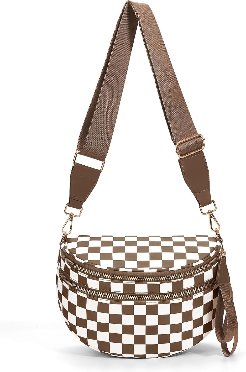 Checkered Crossbody Bum Bags for Women Nylon Checkered Purse Checkerboard Fanny Pack