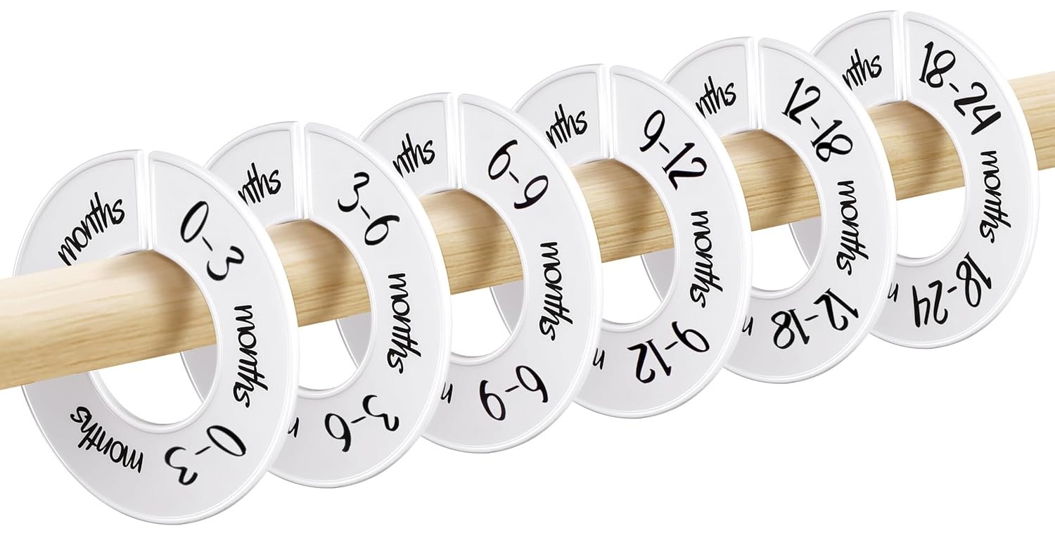 Pro Goleem Baby Closet Dividers Unisex Baby Closet Organizer for Nursery Baby Clothes Size Age Dividers Fits 1.5" Rod 6 PCS