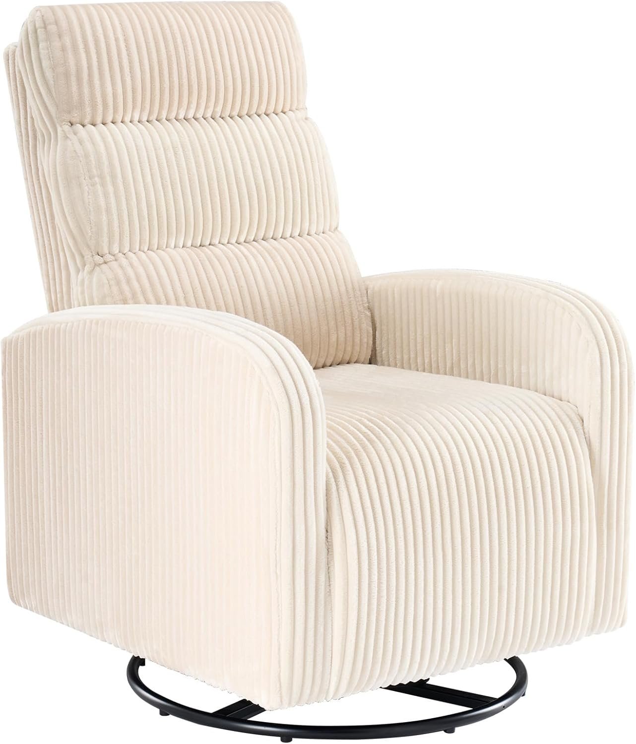 DUMOS 360°Swivel Nursery Chair, Comfy Chair for Bedroom, Rocking Chair with Thickened Seat Cushion, High Back Sofa Chairs for Living Room, Nursery Room and Reading Room, Beige