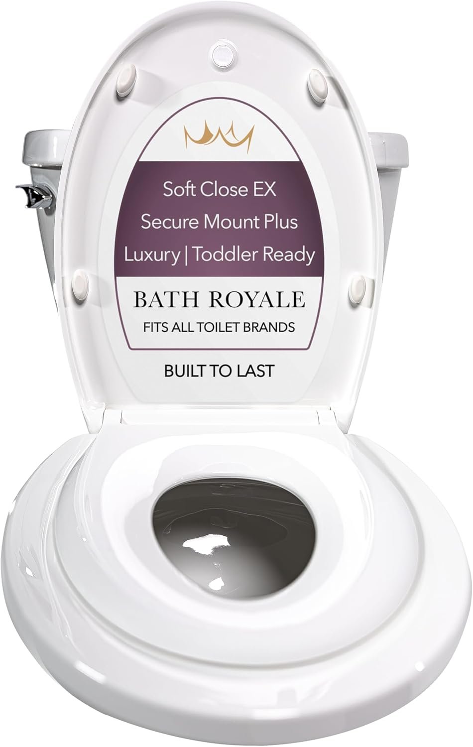 BATH ROYALE Potty Training Seat - Soft Close, Kingsport BR721-00, Elongated White, Adult & Child Combo