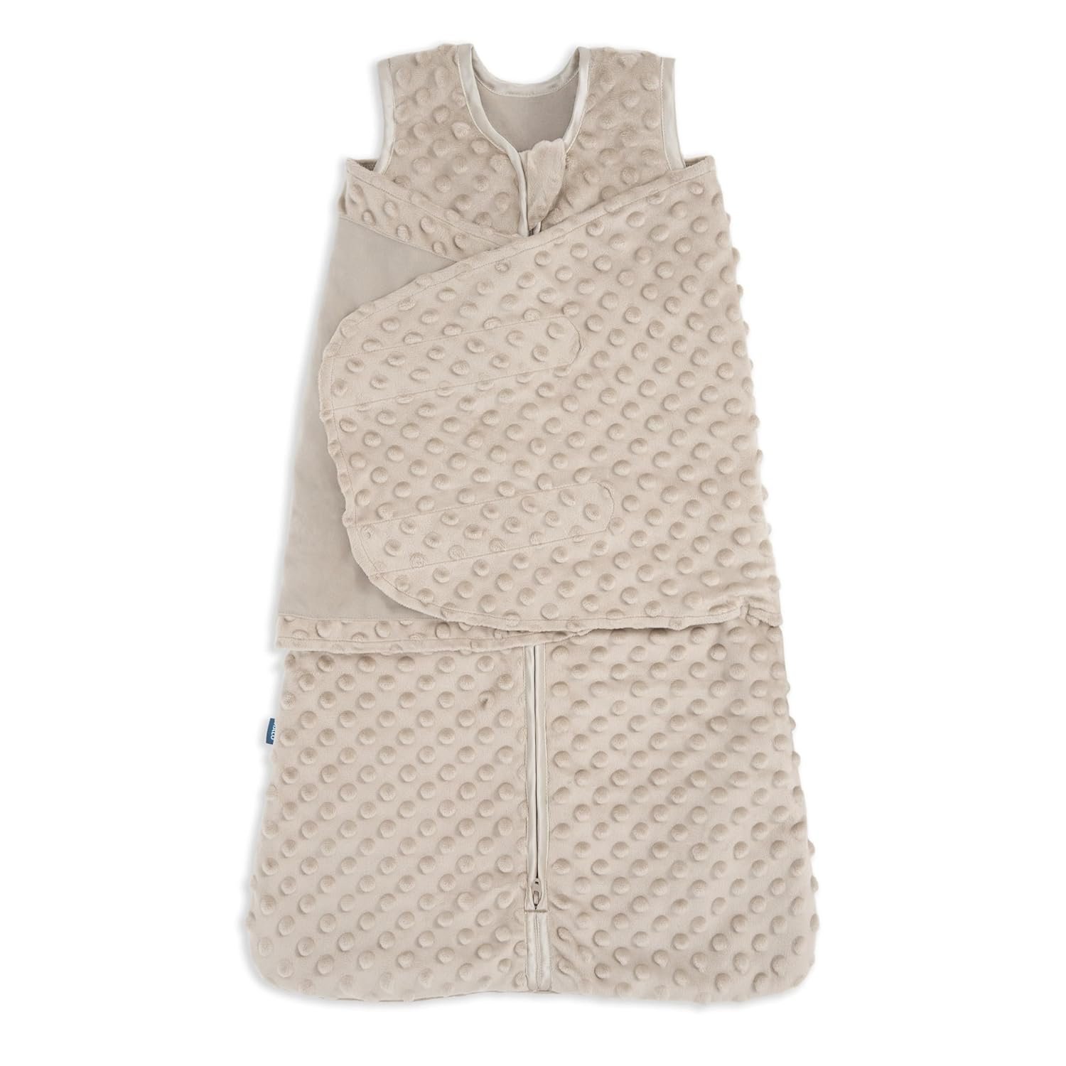HALO Sleepsack Swaddle, 3-Way Adjustable Swaddle Blanket, TOG 3.0, Velboa, Fawn Grey Plush Dots, Newborn, 0-3 Months