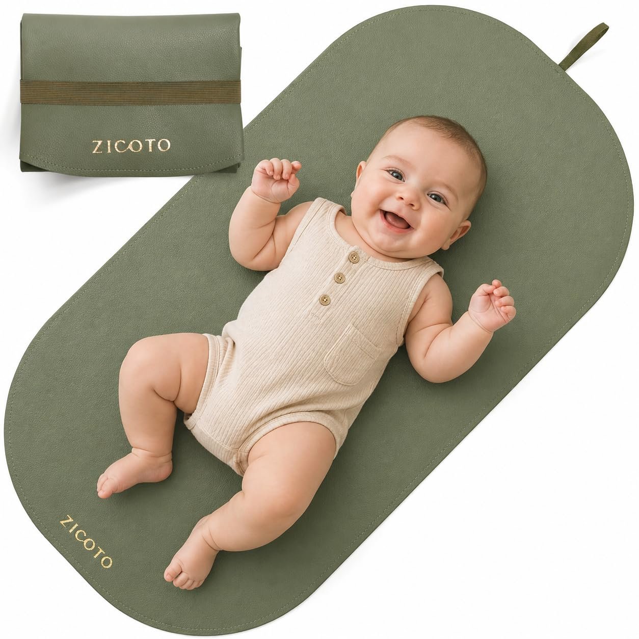 Beautiful Baby Diaper Changing Mat Made of Vegan Leather - Soft and Easy to Wipe Changing Pad for Travel or at Home Use - Lightweight and Foldable Mat that Perfectly Fits Into Any Diaper Bag