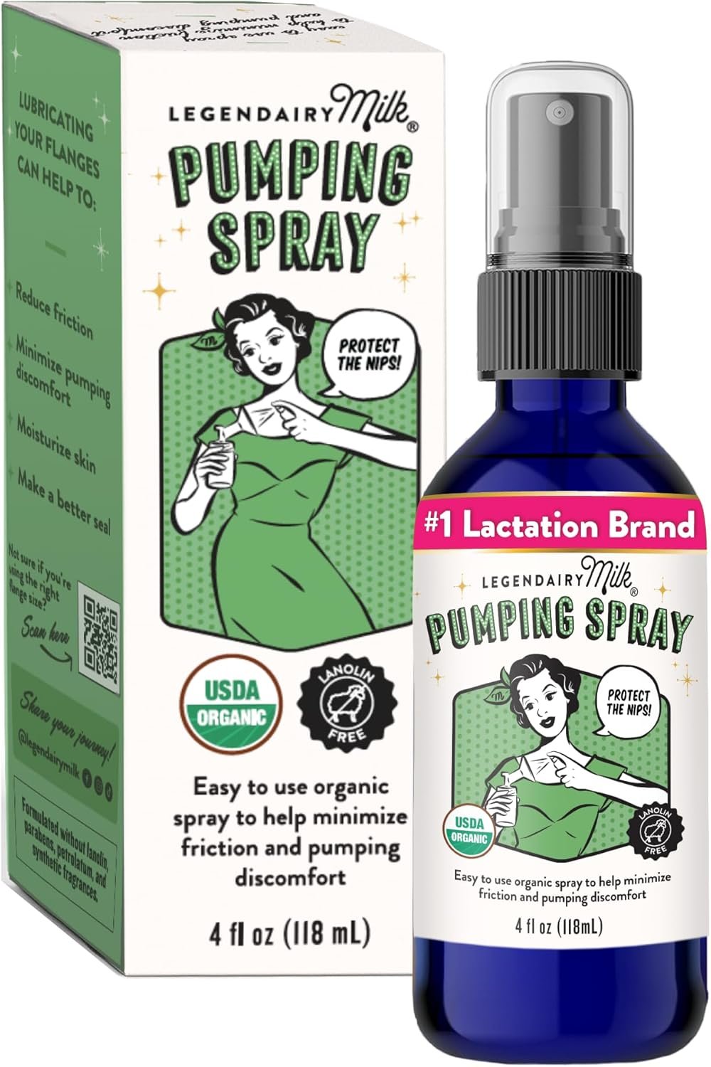 Legendairy Milk Pumping Spray 4 oz., Helps Sore Nipples & Clogged Ducts, Organic Lubricant for Breast Shields and Flanges, Vegan Breast Pump Spray, Natural & Lanolin-Free, Made in USA