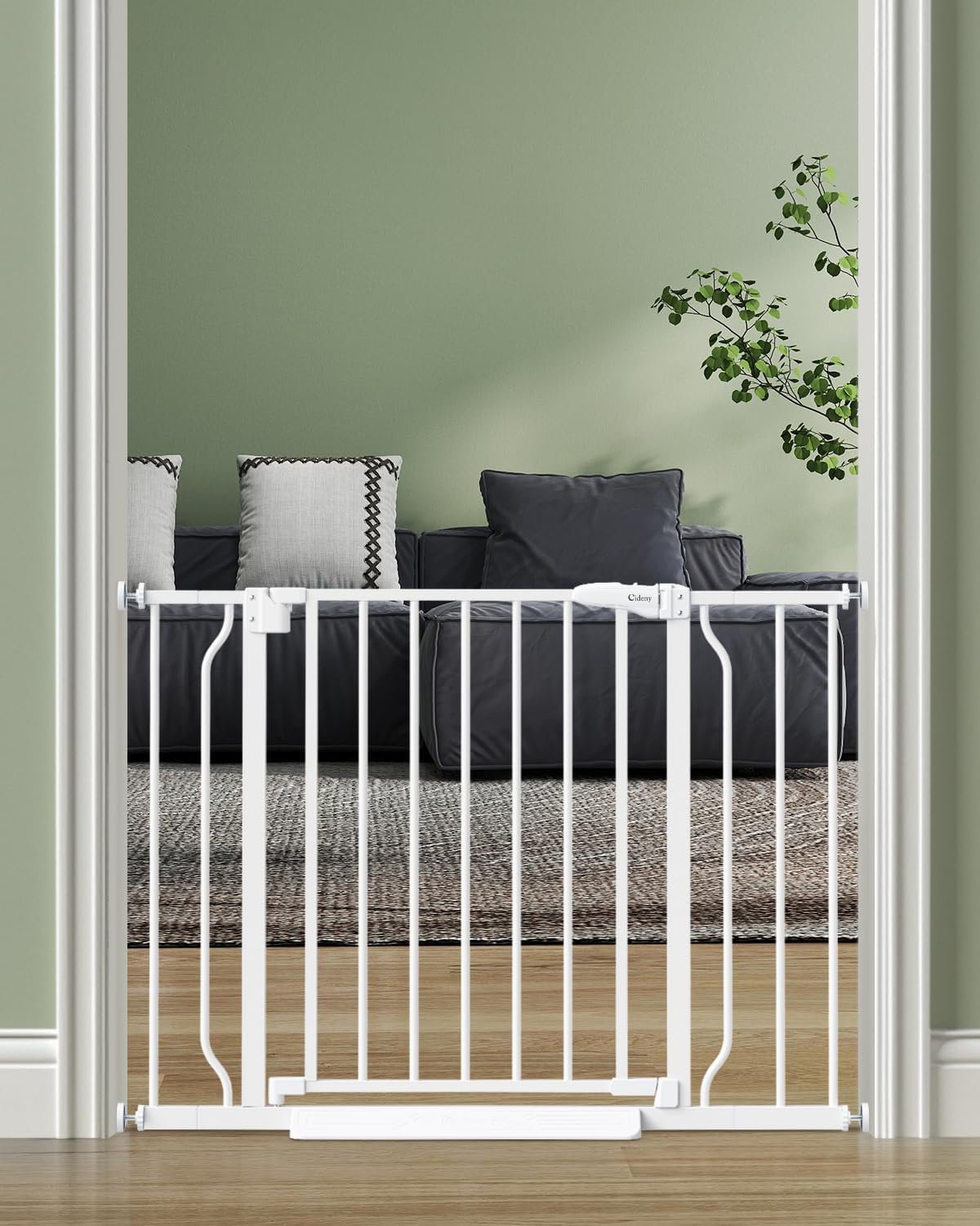 Baby Gate No Drilling, 29"-40" Auto Close Dog Gate Indoor for Doorways & Stairs, Pressure Mounted Adjustable Pet Gate, Easy Walk Through Child Gate for Children & Pets Stroller Friendly, White