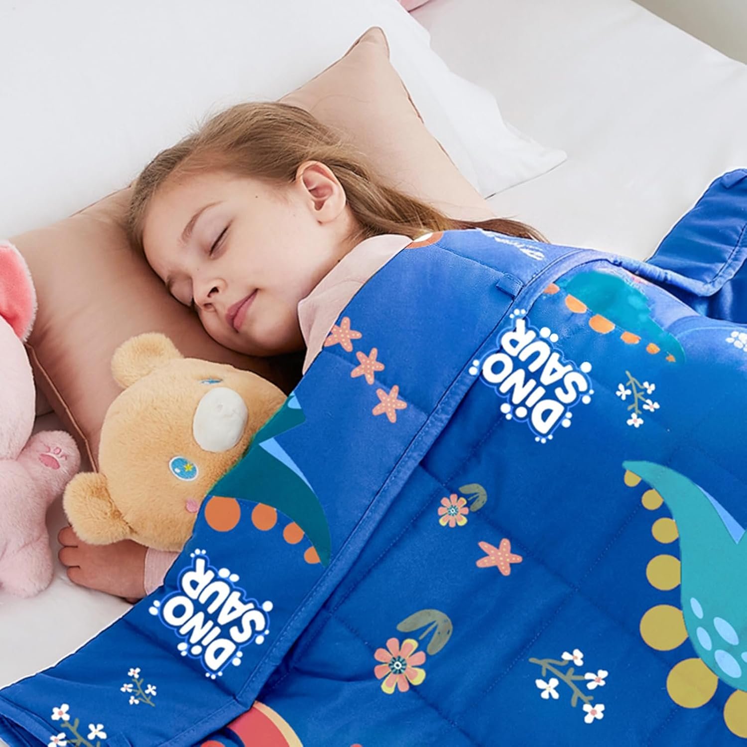 Weighted Blanket - 5 lbs Blue Dinosaur Heavy Blanket - Small Size Breathable Lap Blanket(36"x48", 5 lbs)