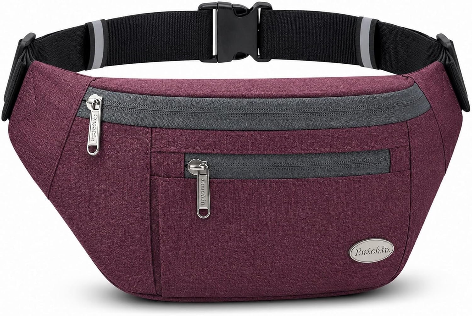 Entchin Crossbody Fanny Pack for Men Women, Water Resistant Waist Bag with 4 Zipper Pockets, Adjustable Belt Bag for Travel, Walking, Running, Hiking