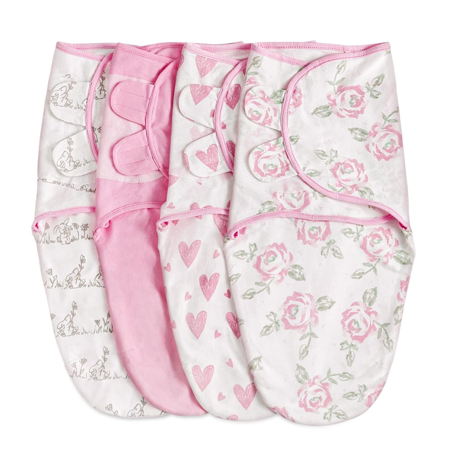 Organic Baby Swaddle Sleep Sacks, 4-Pack Swaddles for Newborns Baby Essentials, Infant 0-3 Months, 100% Cotton Soft & Snug Adjustable Wrap Nursery Swaddling Blankets Improves Sleep