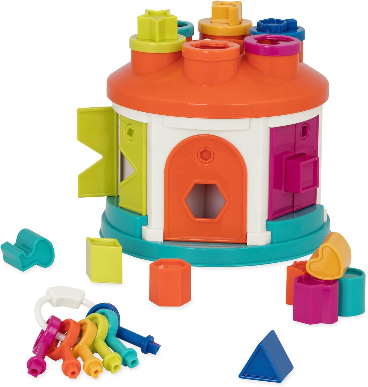 Battat – Shape & Color Sorting Toy – Developmental Toy – Pattern Matching Game – Color – Coded Keys – 2+ Years – Shape Sorter House
