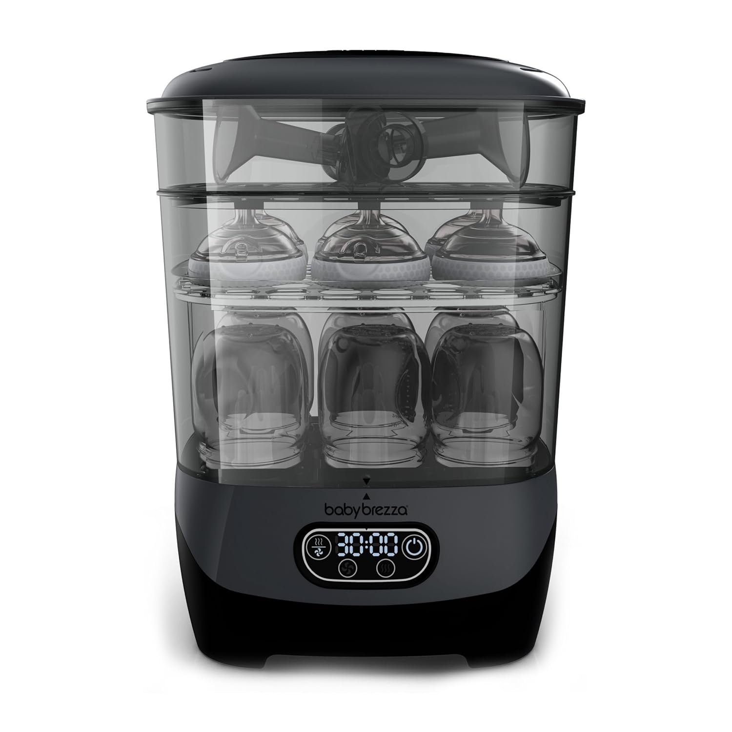 Baby Brezza Bottle Sterilizer and Dryer Advanced – 33% Faster - Largest Capacity Steam Sanitizer - Universal Sterilization Machine for All Bottles + Pump Parts - HEPA Air Filter, Charcoal