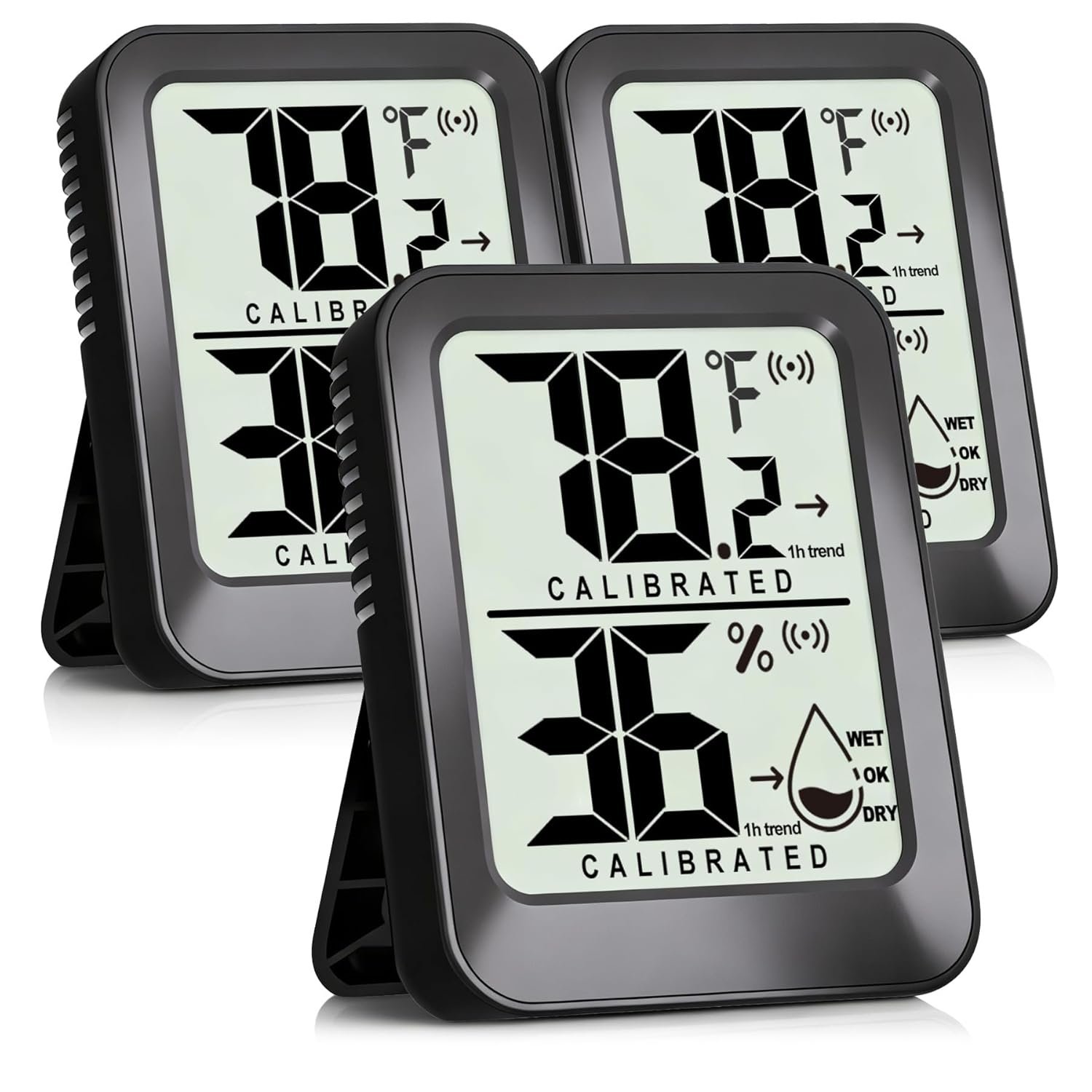 3 Pack Room Thermometer Indoor Hygrometer Digital Mini Humidity Meter Gauge with Temperature and Humidity Monitor Sensor for House, Pet, Plant, Incubator - Battery Included
