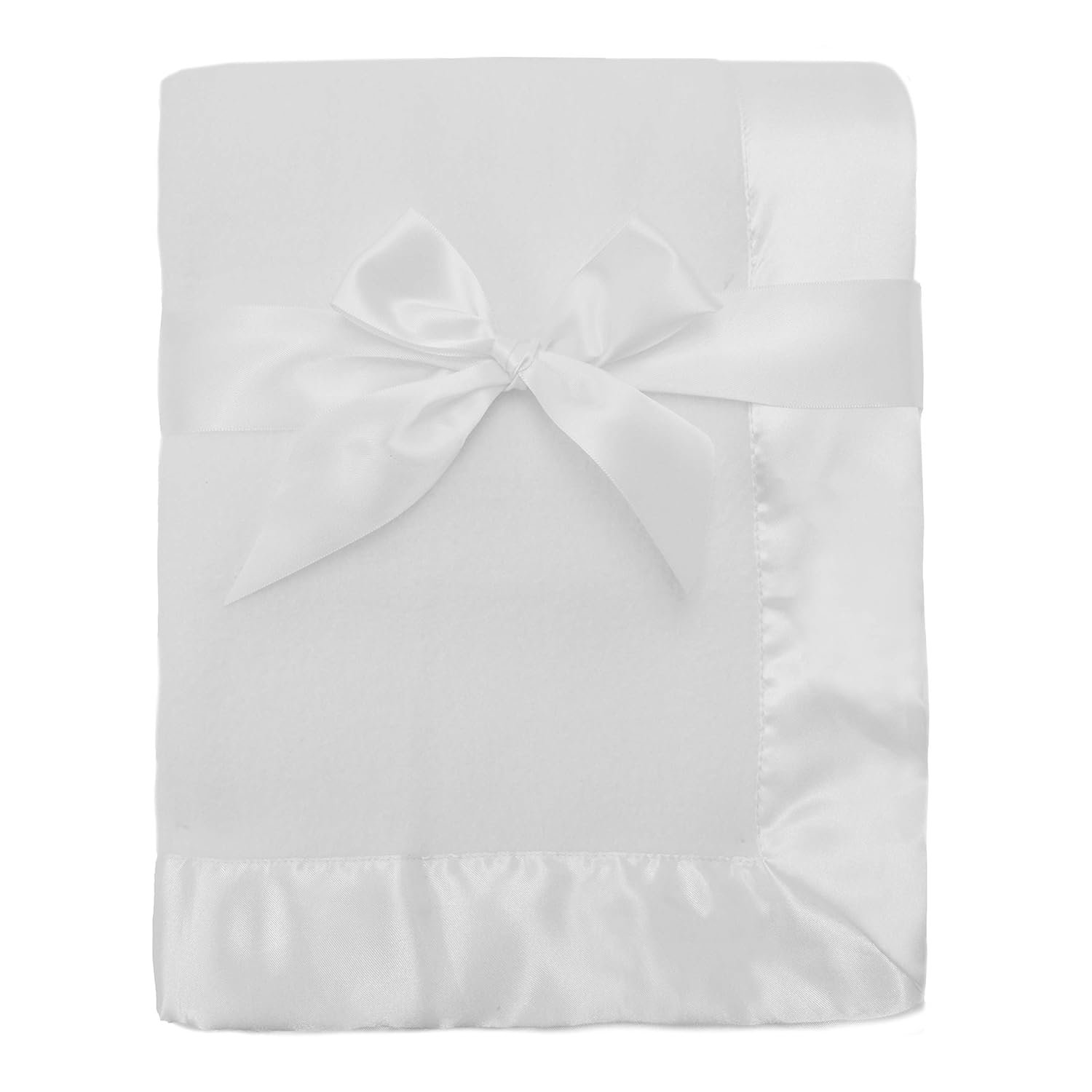 American Baby Company Fleece Blanket (30" x 40") with Silk-Like Satin Trim, Soft, Warm & Cozy, White, for Boys and Girls, Perfect for Baby Carrier, Stroller, Travel and Gifting