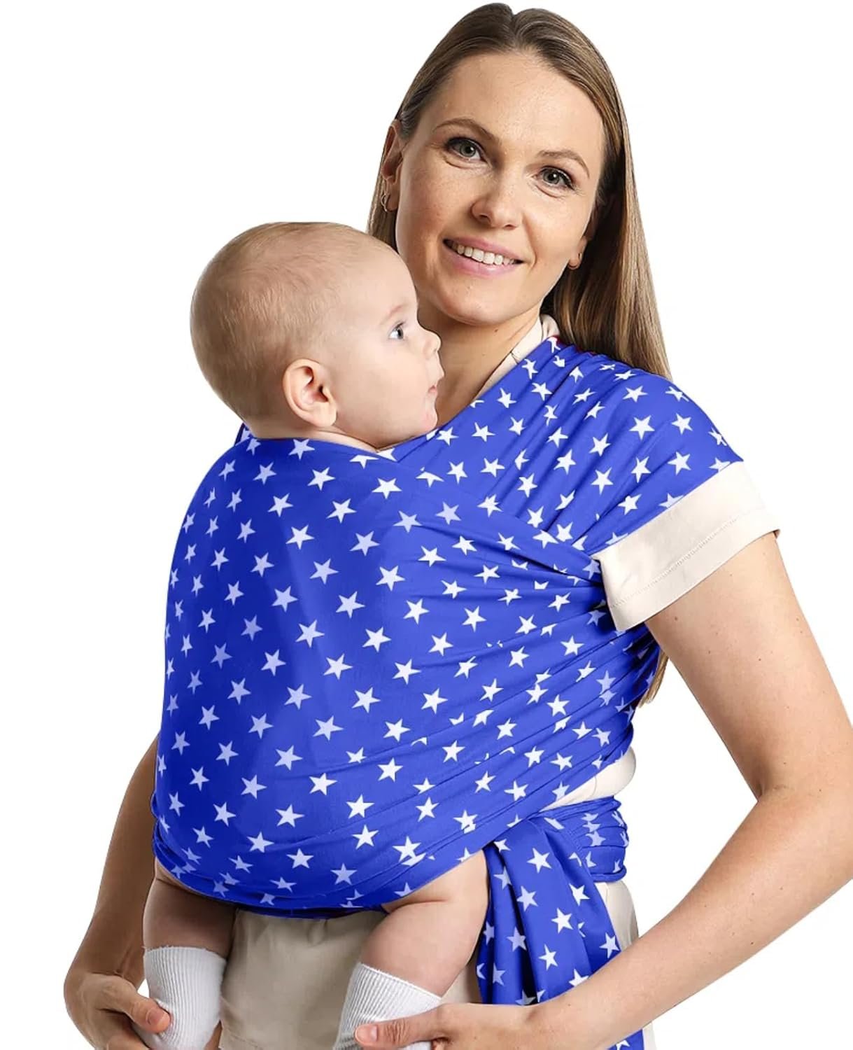 Fashion Star Pattern Baby Wraps Carrier,Comfortable Baby Wearing Wrap and Swaddle,Stretchy, Breathable,Hands-Free Design Infant Sling for Newborn to Toddler 7-35 lbs