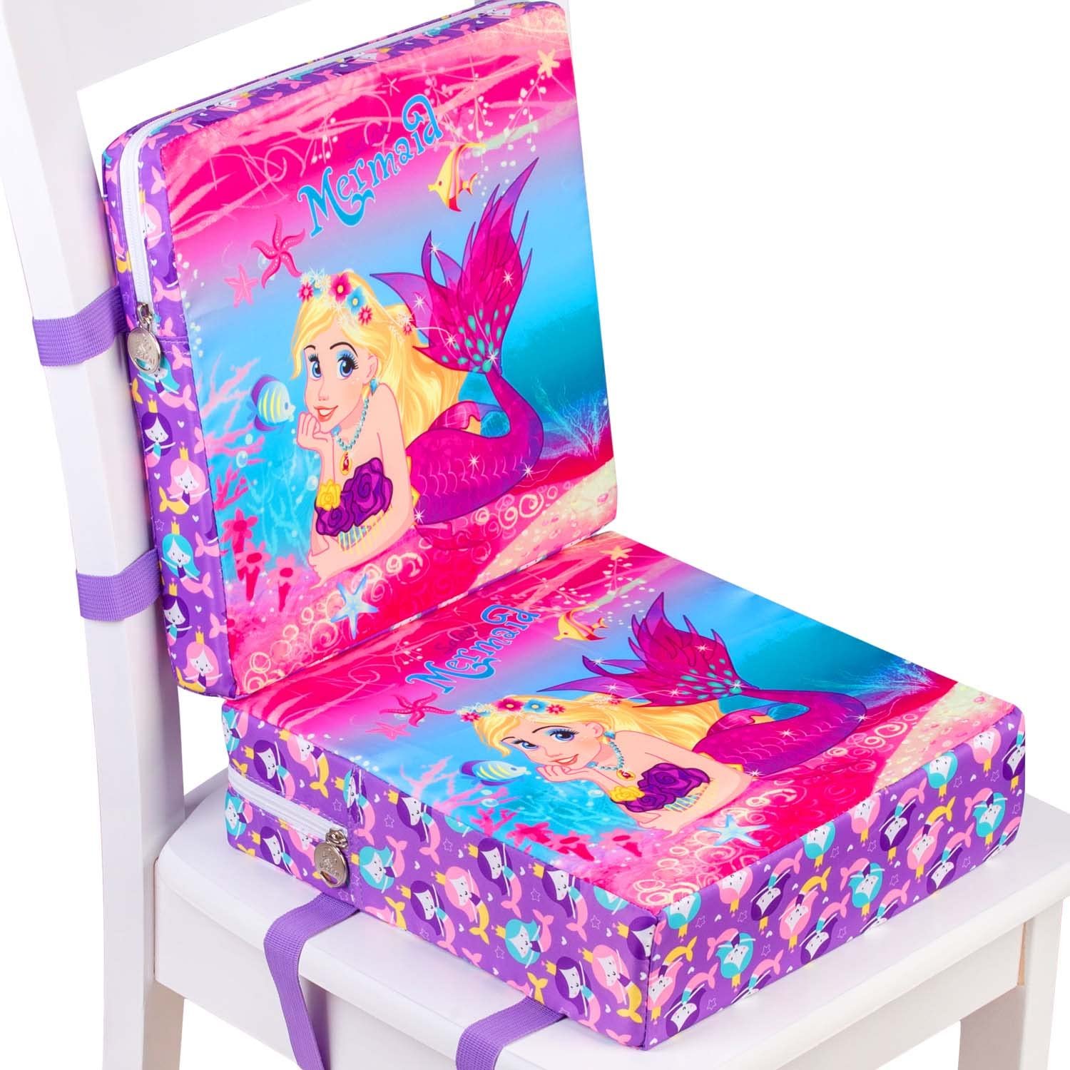 2PCS Booster Seat for Dining Table, Chair Increasing Cushion for Toddler Baby Kids, Portable Dismountable Adjustable Highchair Booster - Unicorn Purple