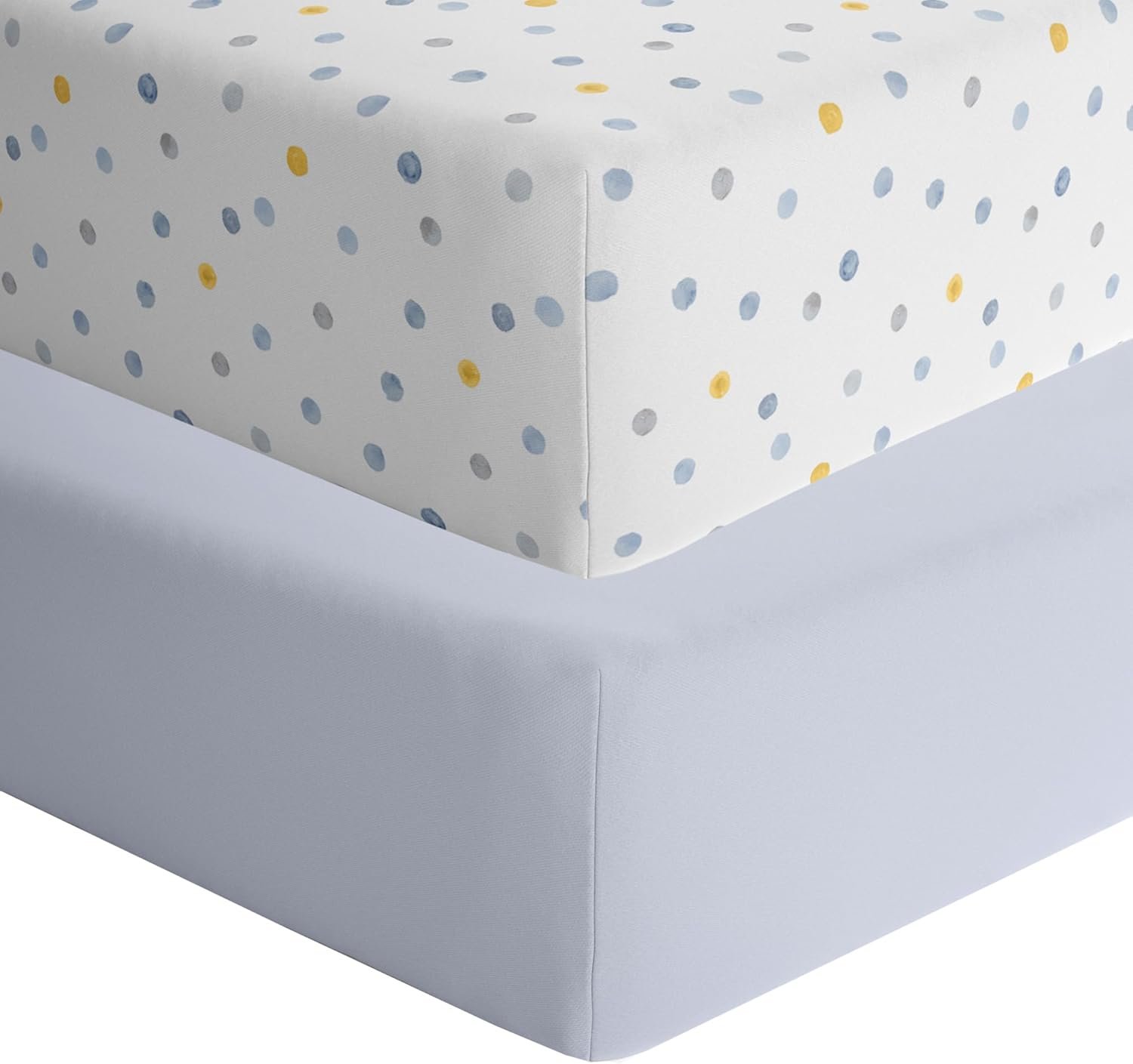 Featherhead™ 2-Pack Fitted Crib Sheets - 100% Cotton - 52" x 28" x 9" for Standard Crib and Toddler Mattress (Jersey Boys Polka)