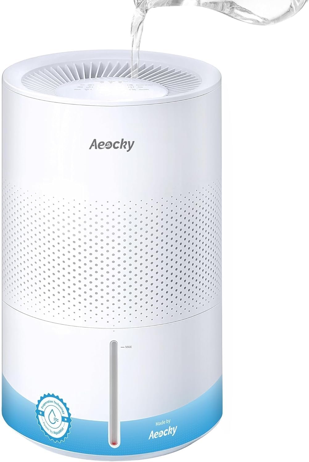 AEOCKY Mist-Free Evaporative Humidifier, No White Dust for Baby, 4.5L Humidifiers with Auto, Dry Filter, Self-Clean, Power & Sleep Mode, Timer for Bedroom, Home, Nursery