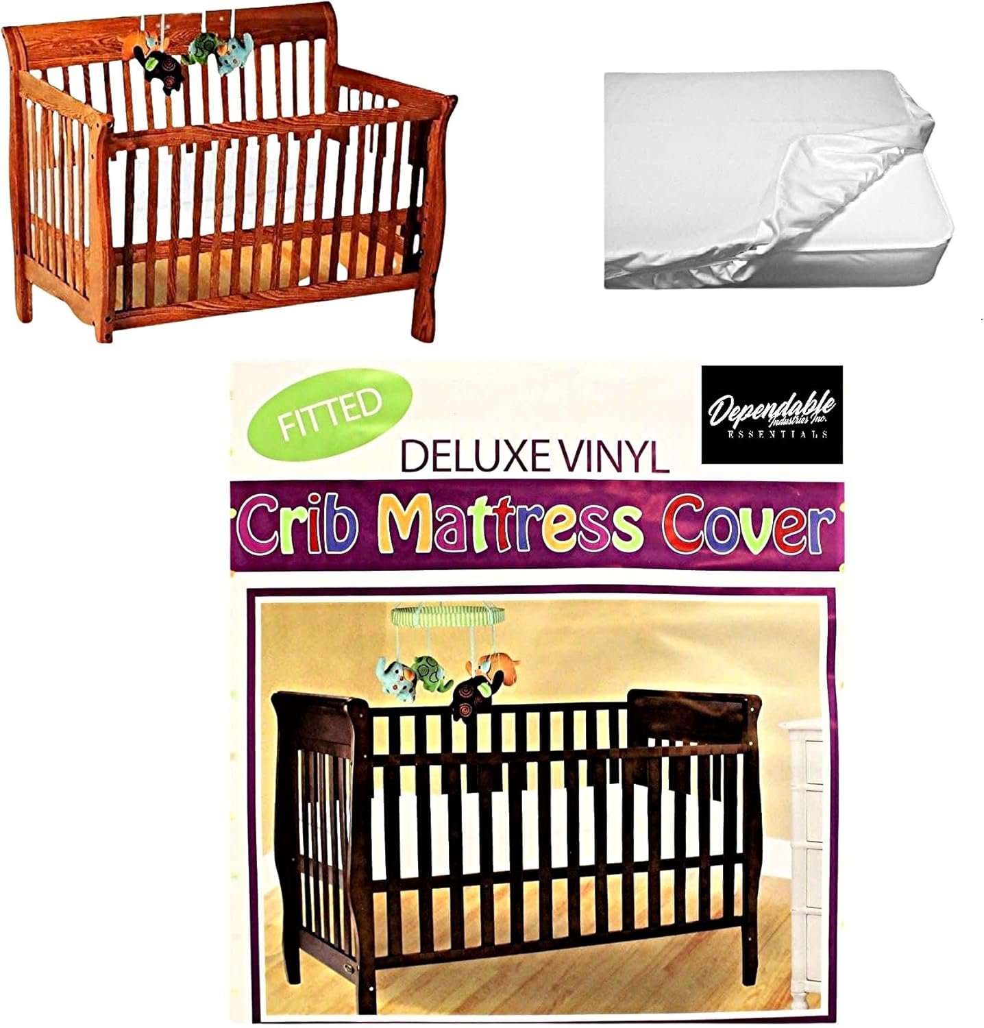 Deluxe Vinyl Fitted Crib Mattress Cover Protector 28" x 52" Standard Size Waterproof Protects and Keeps Mattress Clean and Dry