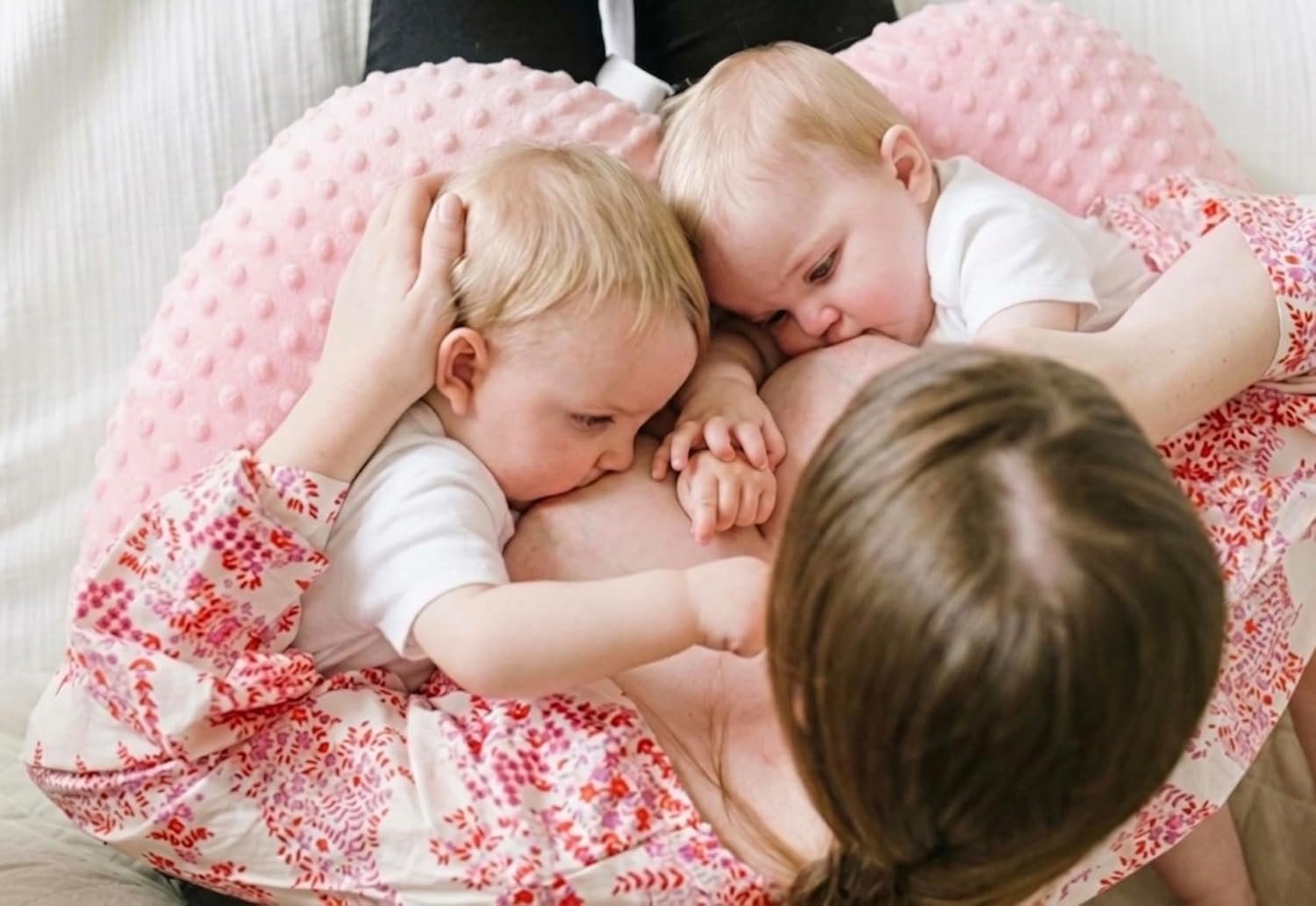 Twin Z The Pillow - Pink - The #1 Rated Twin Breastfeeding Pillow! A Must Have for Twins! - Cuddle Pink DOTS