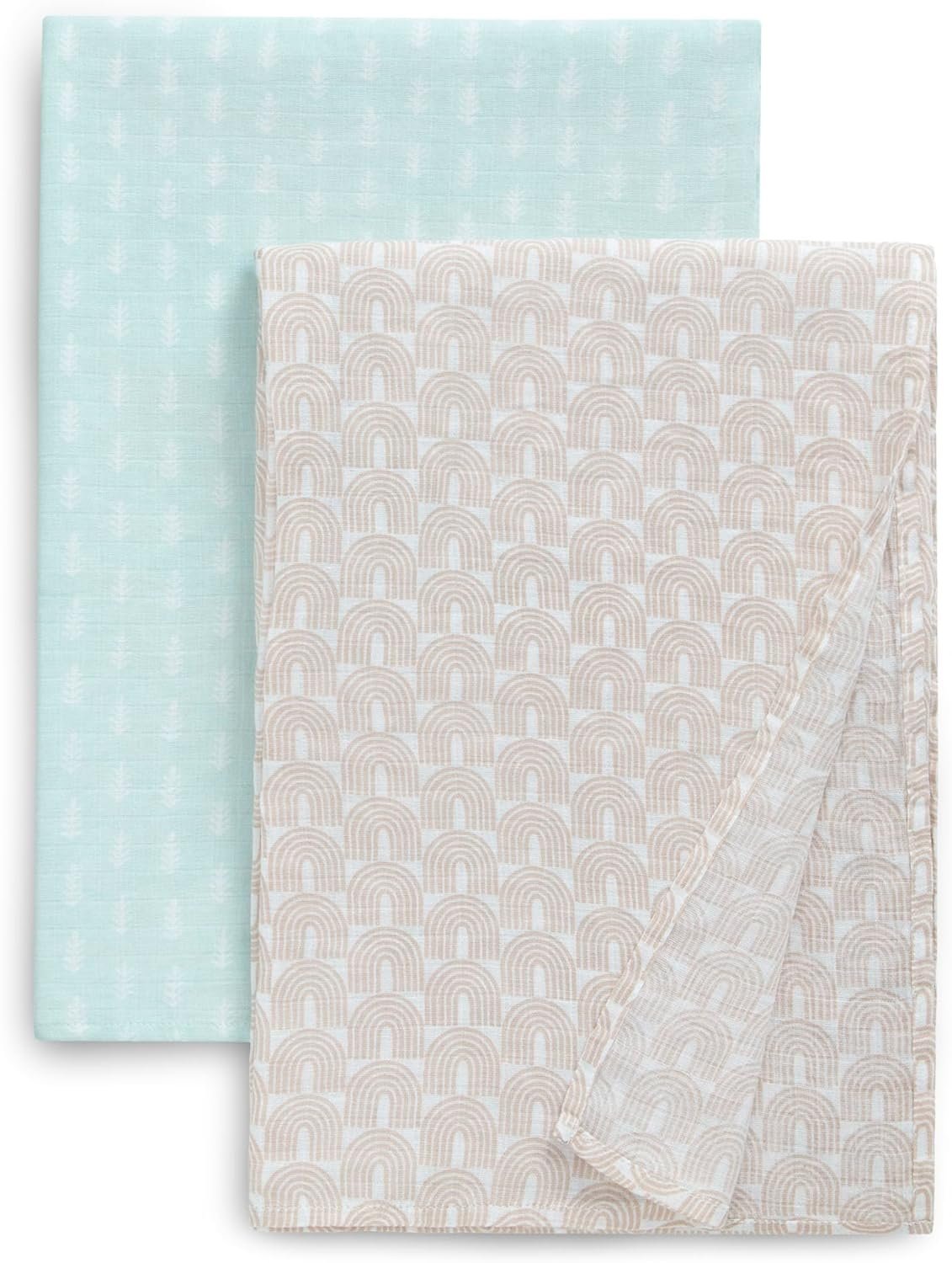 Delta Children 100% Cotton Muslin Baby Receiving Blankets for Girls and Boys – 47x47 Inches (Pack of 2), Neutral Boho
