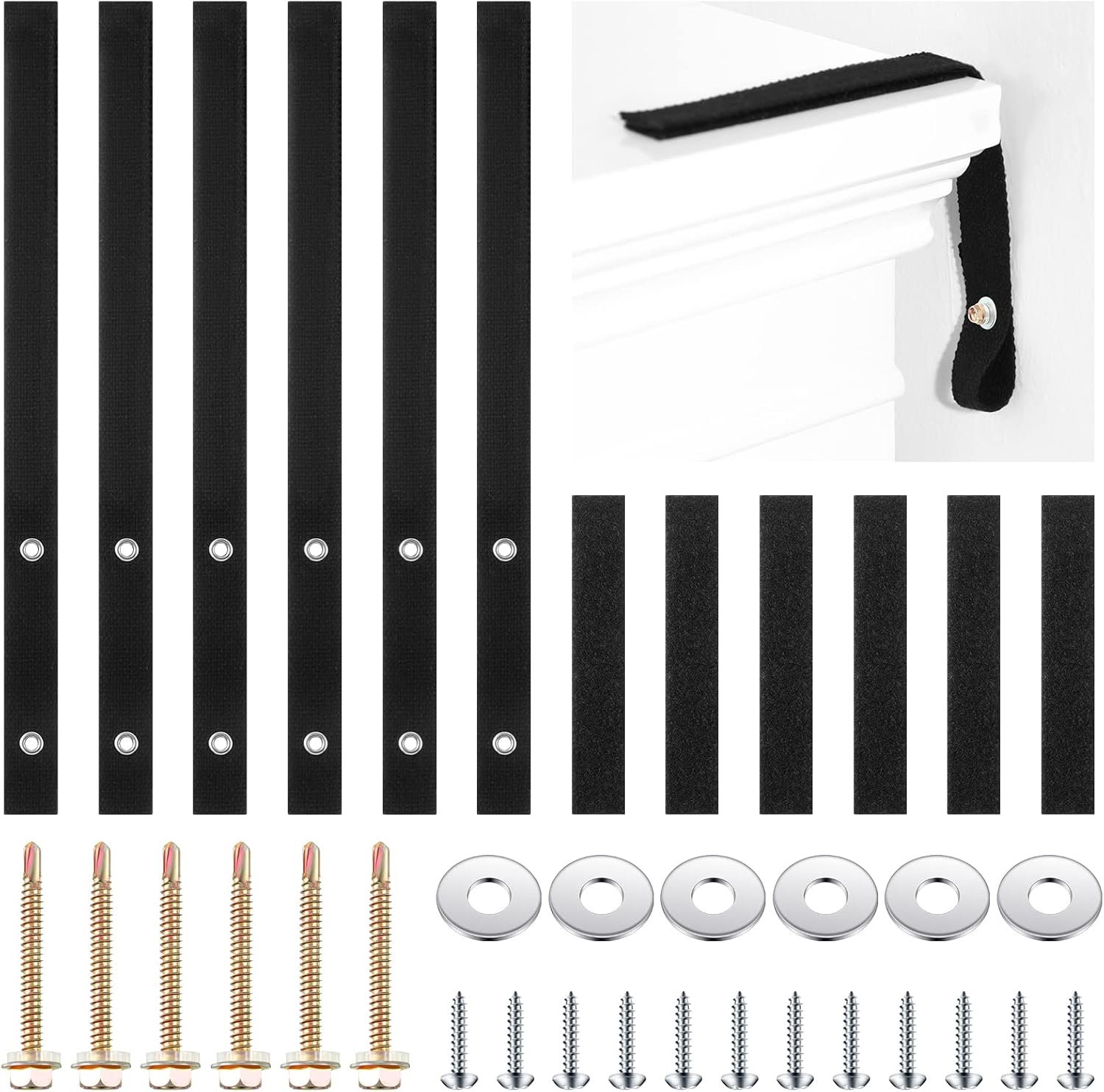 Oudain 6 Sets Anti Tip Furniture Straps Furniture Wall Anchor Straps for Pet Proofing 500 Pound Nylon Strap for Home Dresser, Shelves, Bookcase, TV(Black)