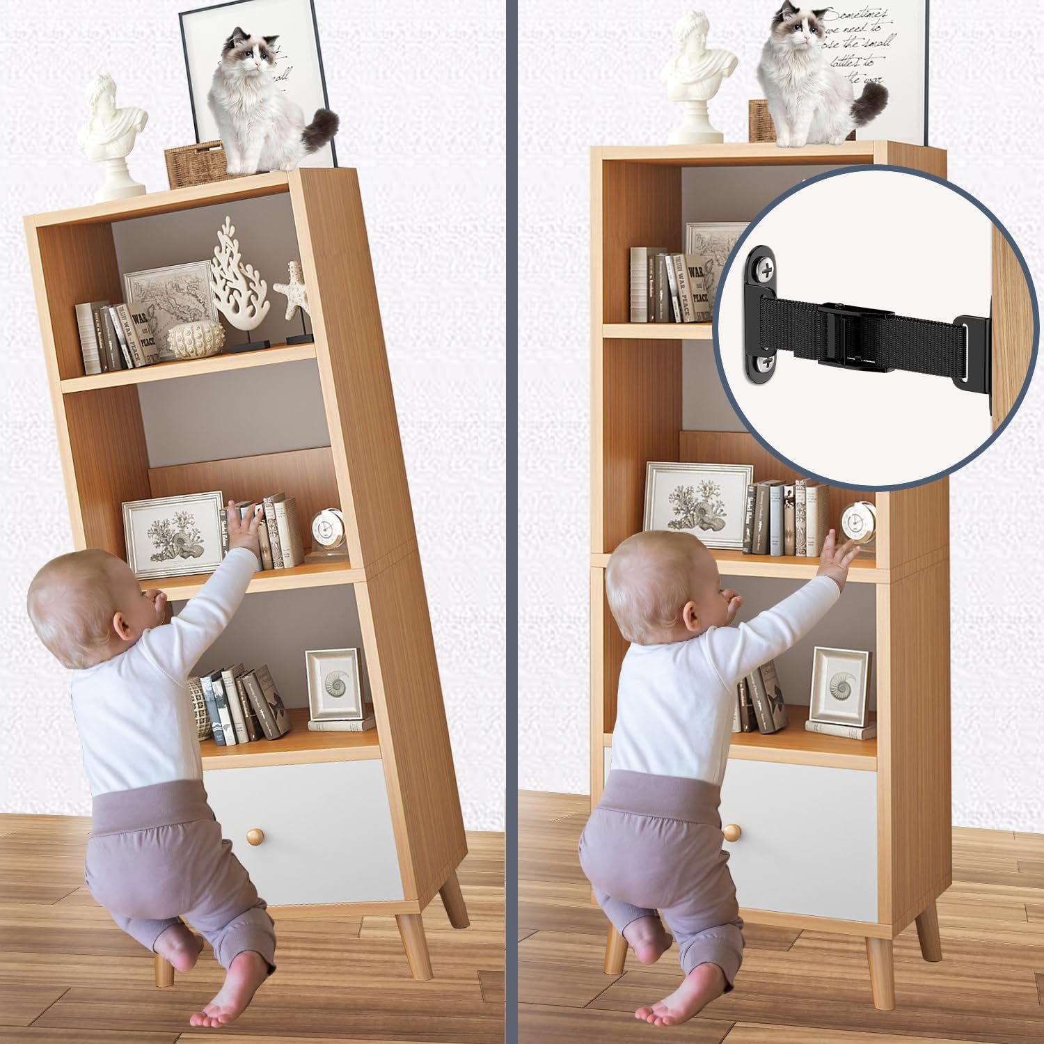 Anti Tip Furniture Anchors 4 Pack Baby Proofing Heavy Duty 500 lbs Earthquake Straps for Dresser Bookshelf TV Stand Wall Mount