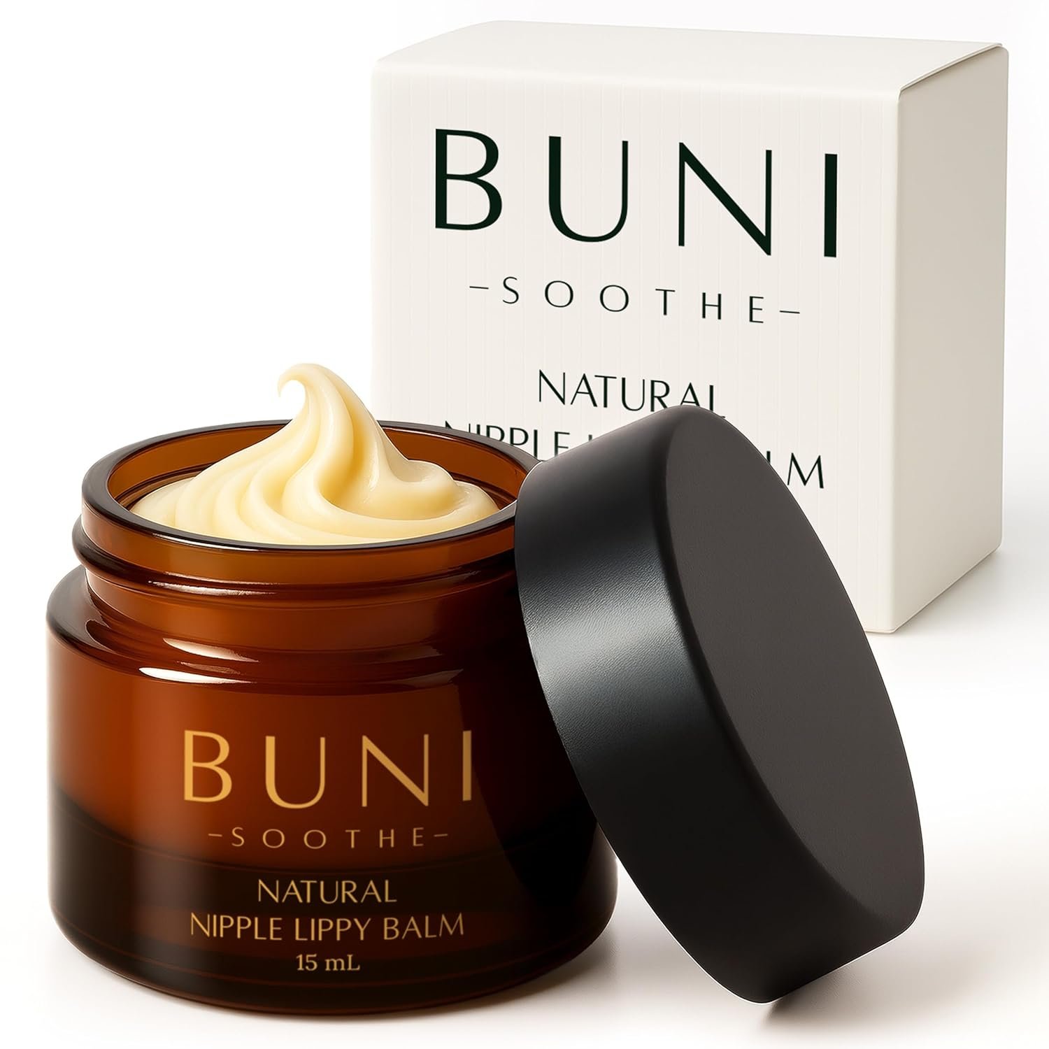 BUNI Premium Nipple & Lip Balm - Natural Lanolin-Free Cream Safe for Breastfeeding & Postpartum Care. Multi-Use Moisturizer for Dry, Cracked & Sore Skin. No Wipe Off, Unscented, Hypoallergenic, 0.5 oz