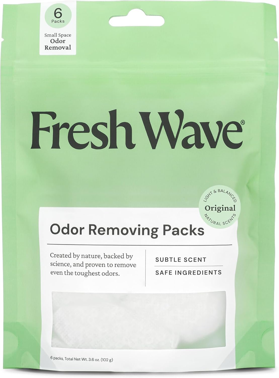 Fresh Wave Odor Eliminating & Deodorizing Packs, Bag of 6 - Safer Odor Relief for Small Spaces, Natural Plant-Based Odor Eliminator, Odor Absorbers for Home