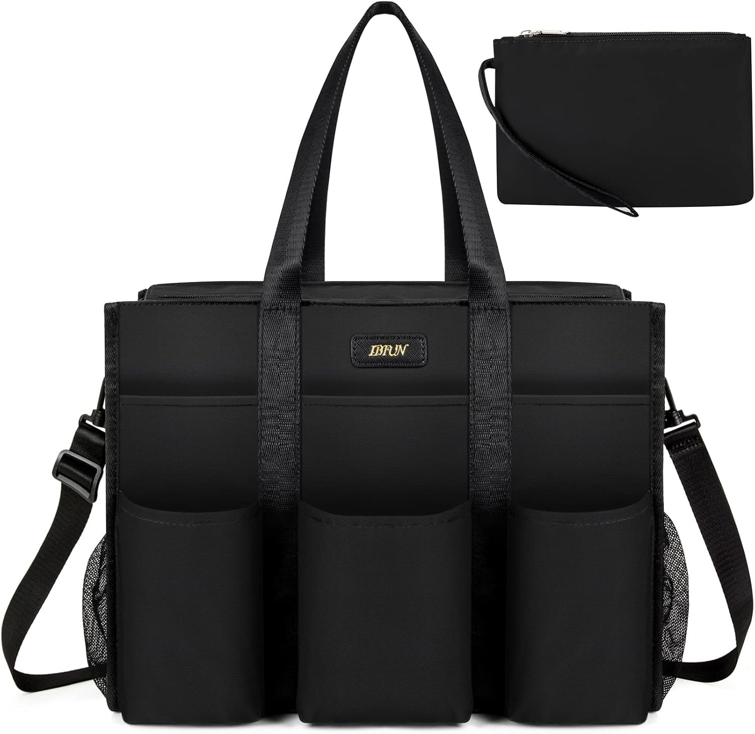 IBFUN Utility Tote Bag with 24 Pockets, Large Teacher Tote for Women with Laptop Compartment, Travel Tote Bag with Zip Top