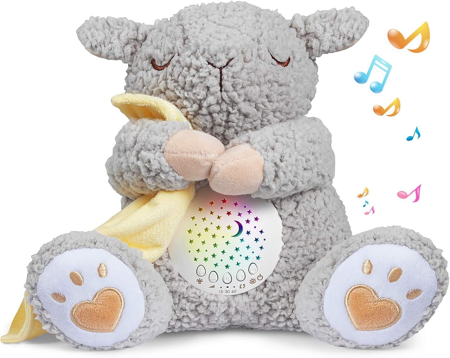 BEREST Rechargeable Baby Sleep Soother, Mom's Heartbeat Babies Cry Sensor Lullabies & White Noise Sound, Nursery Decor Night Light Projector Toddler Crib Sleeping Aid, Boys & Girls Shower Gifts